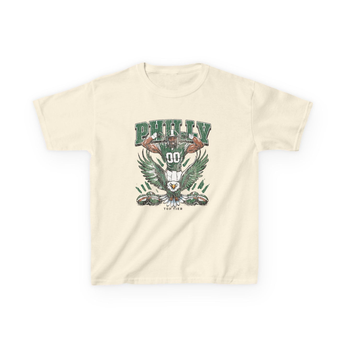 Philadelphia Football Natural Kids Tshirt TOP TIER. Premium Sports Apparel, T-shirts, Merch, Threads and Street