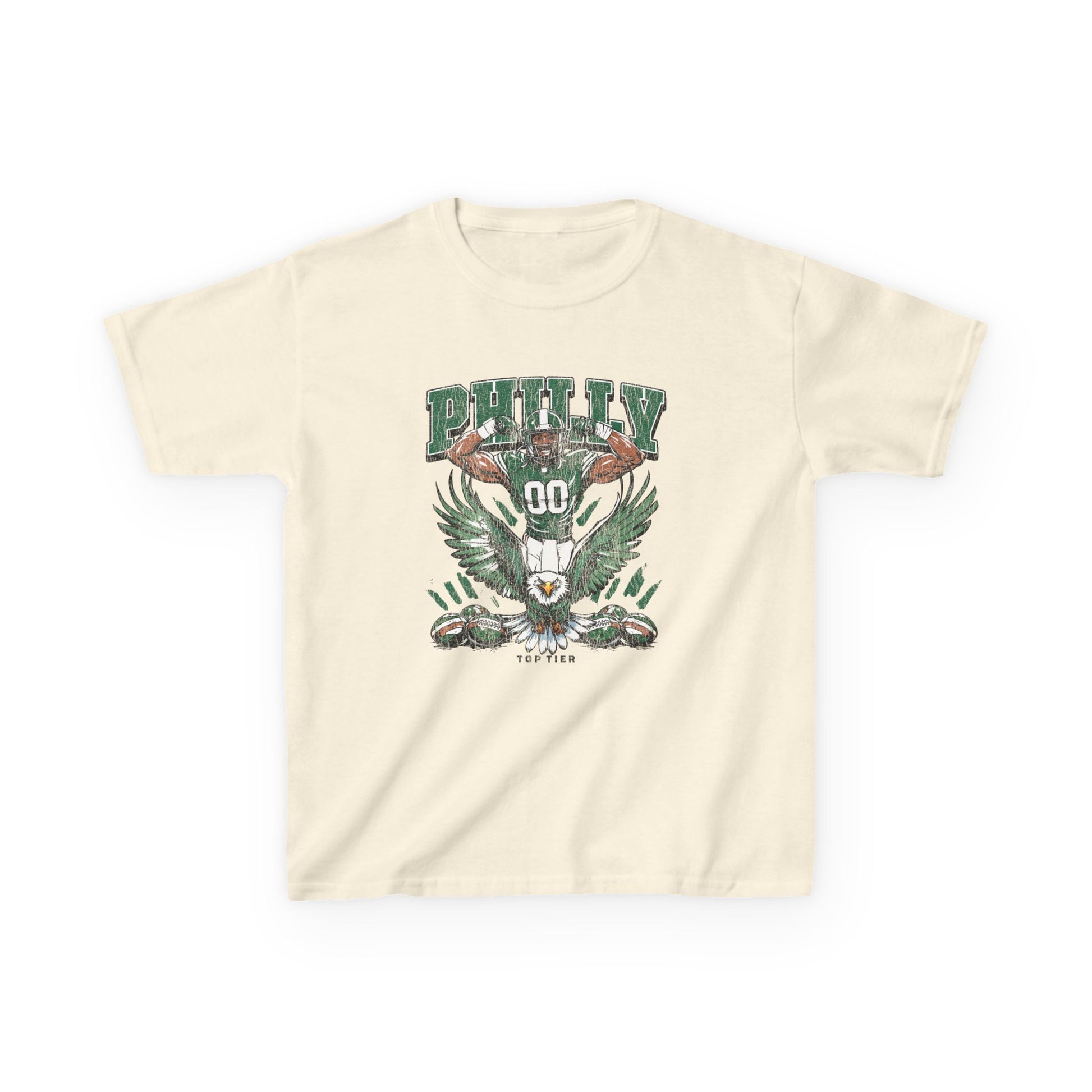 Philadelphia Football Natural Kids Tshirt TOP TIER. Premium Sports Apparel, T-shirts, Merch, Threads and Street