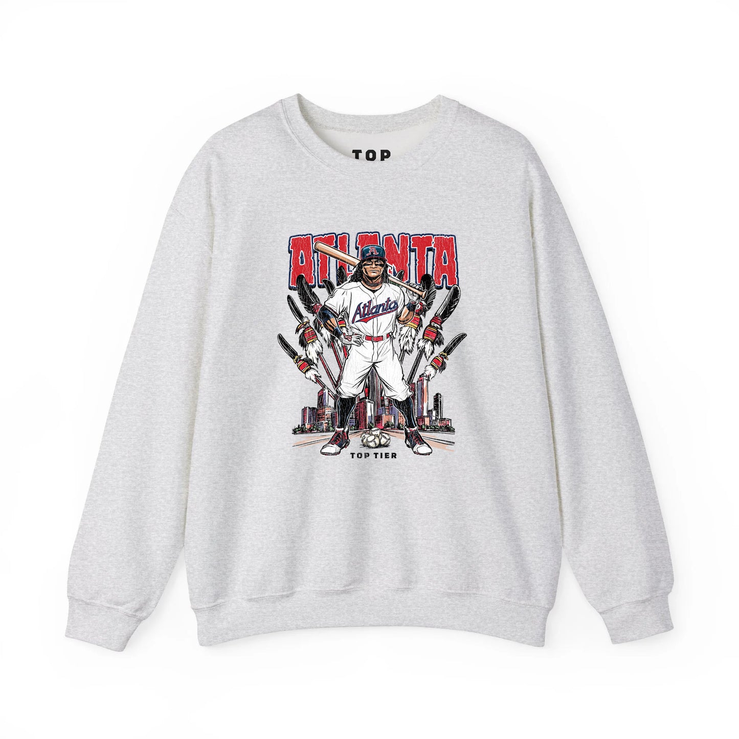 Atlanta Baseball Ash Crewneck TOP TIER. Premium Sports Apparel, T-shirts, Merch, Threads and Crewneck