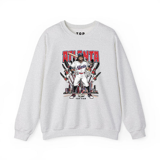 Atlanta Baseball Ash Crewneck TOP TIER. Premium Sports Apparel, T-shirts, Merch, Threads and Crewneck