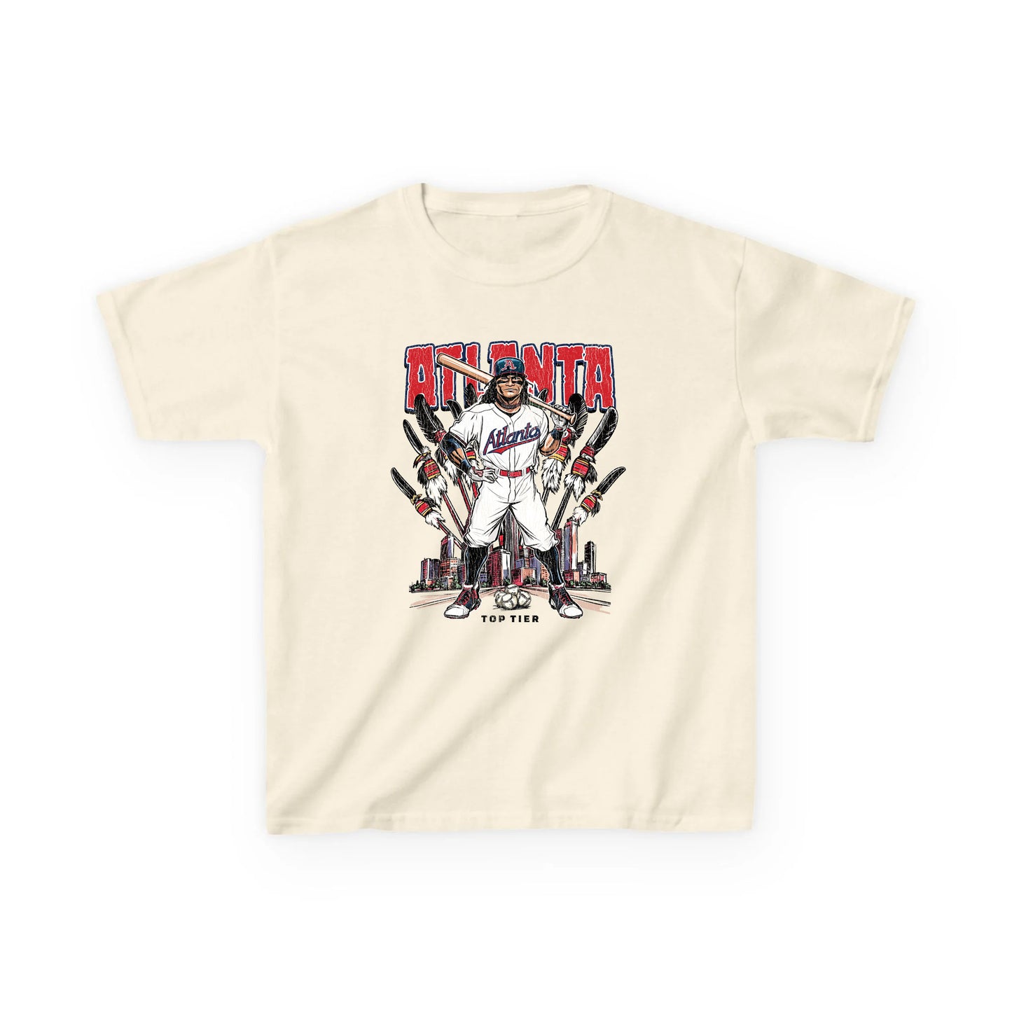 Atlanta Baseball Natural Kids Tshirt TOP TIER. Premium Sports Apparel, T-shirts, Merch, Threads and Street