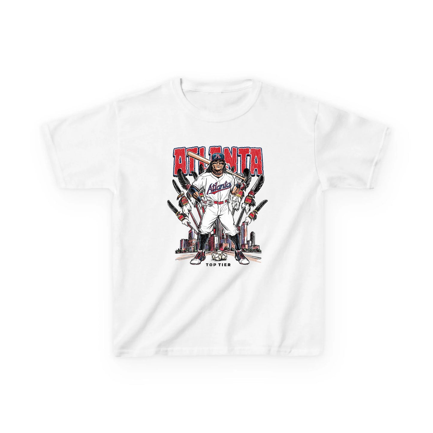 Atlanta Baseball White Kids Tshirt TOP TIER. Premium Sports Apparel, T-shirts, Merch, Threads and Street