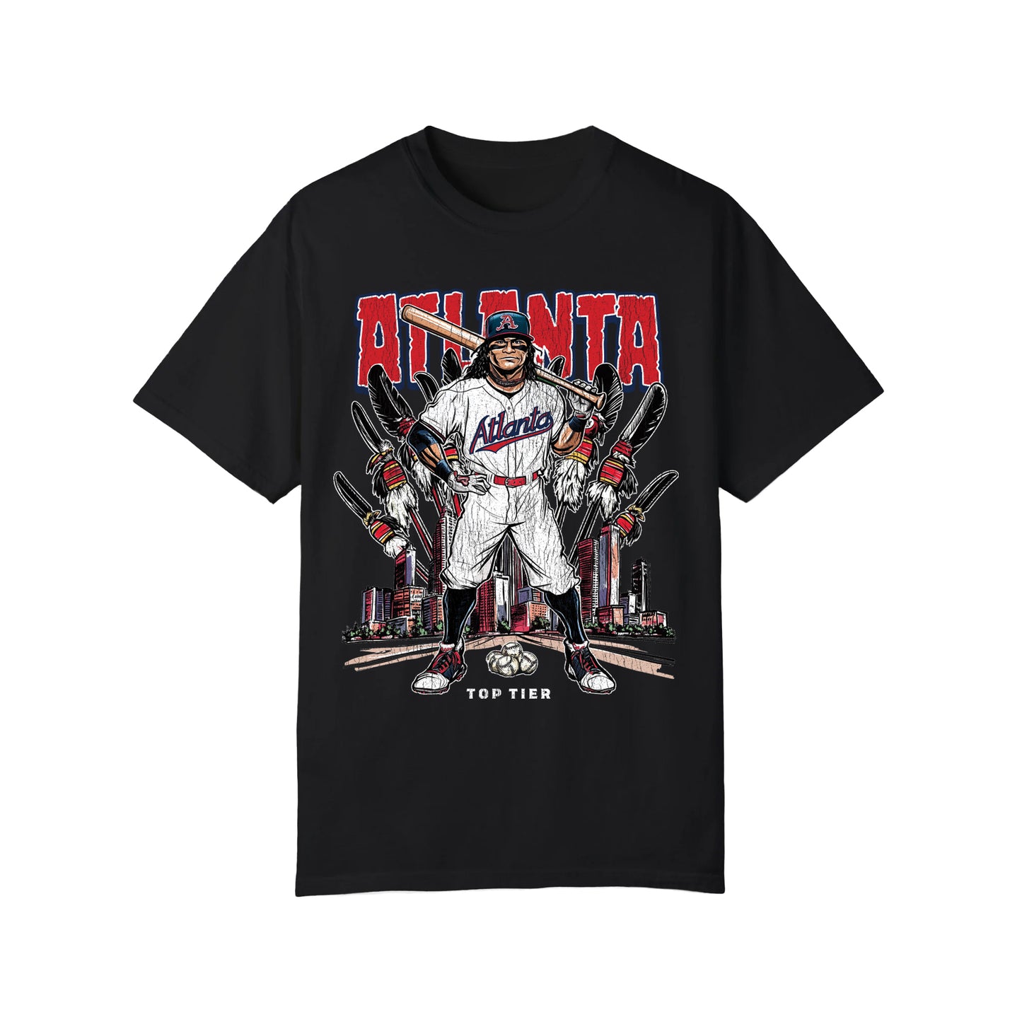 Atlanta Baseball Black Tshirt TOP TIER. Premium Sports Apparel, T-shirts, Merch, Threads and Crewneck