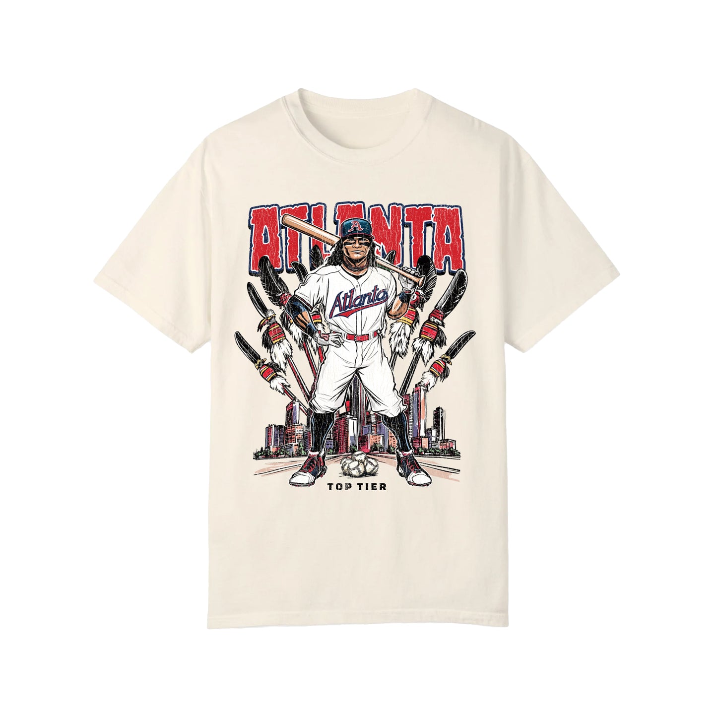 Atlanta Baseball Ivory Tshirt TOP TIER. Premium Sports Apparel, T-shirts, Merch, Threads and Crewneck