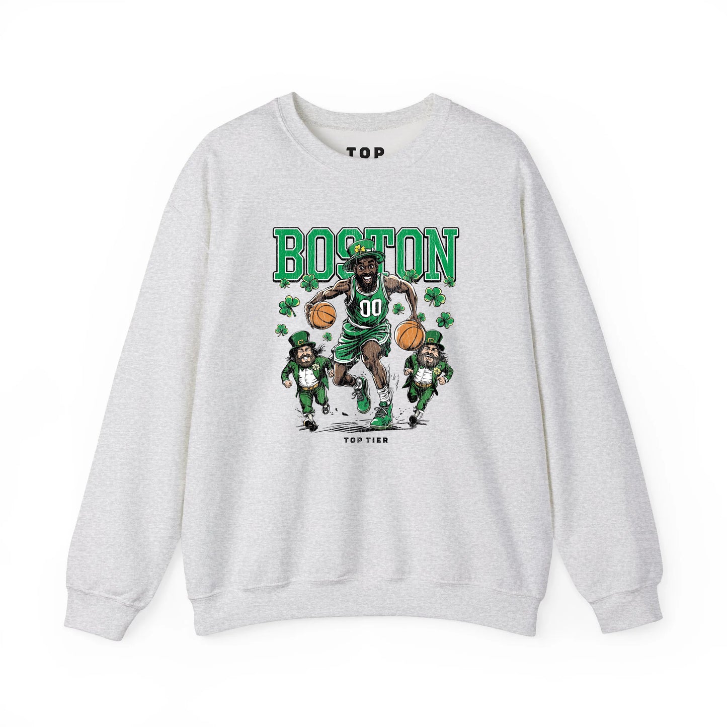 Boston Basketball Ash Crewneck TOP TIER. Premium Sports Apparel, T-shirts, Merch, Threads and Crewneck