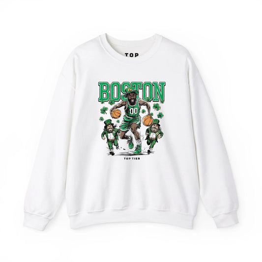 Boston Basketball White Crewneck TOP TIER. Premium Sports Apparel, T-shirts, Merch, Threads and Crewneck