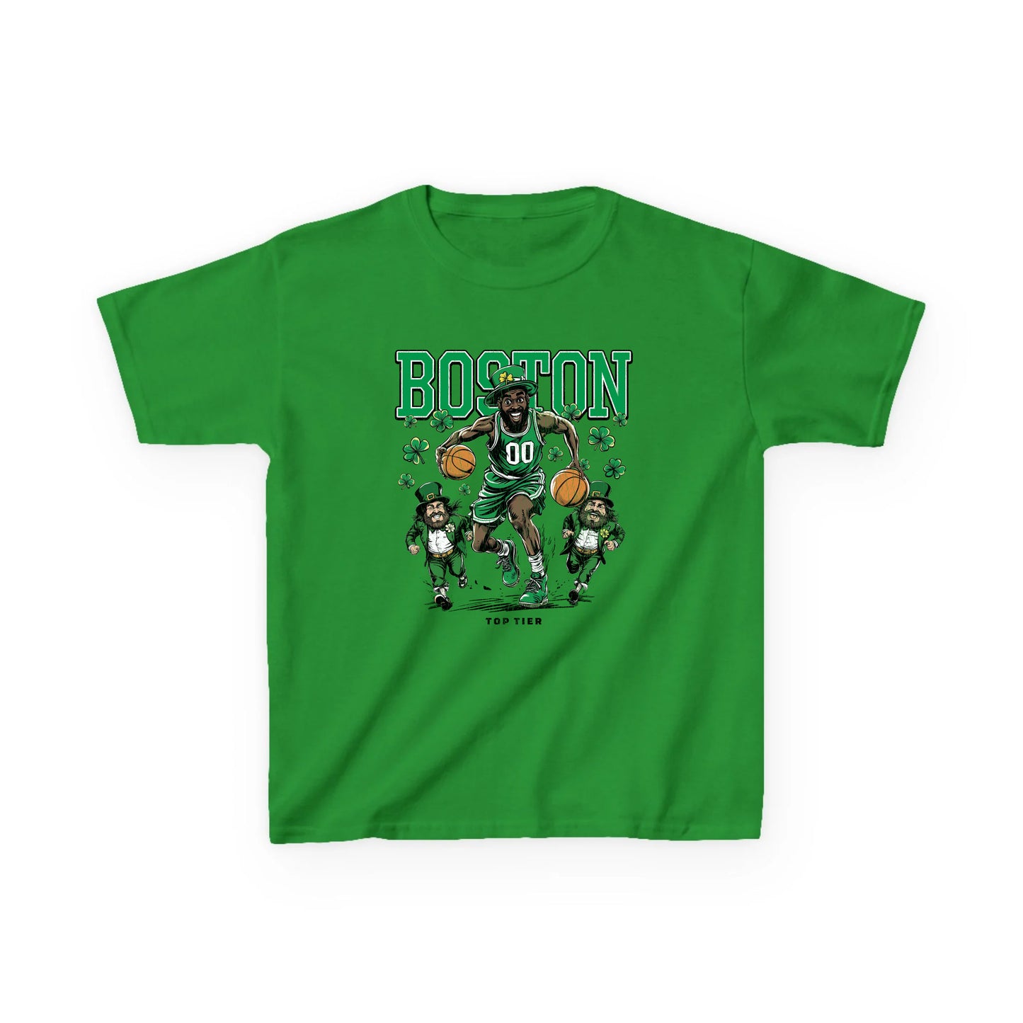 Boston Basketball Green Kids Tshirt TOP TIER. Premium Sports Apparel, T-shirts, Merch, Threads and Street