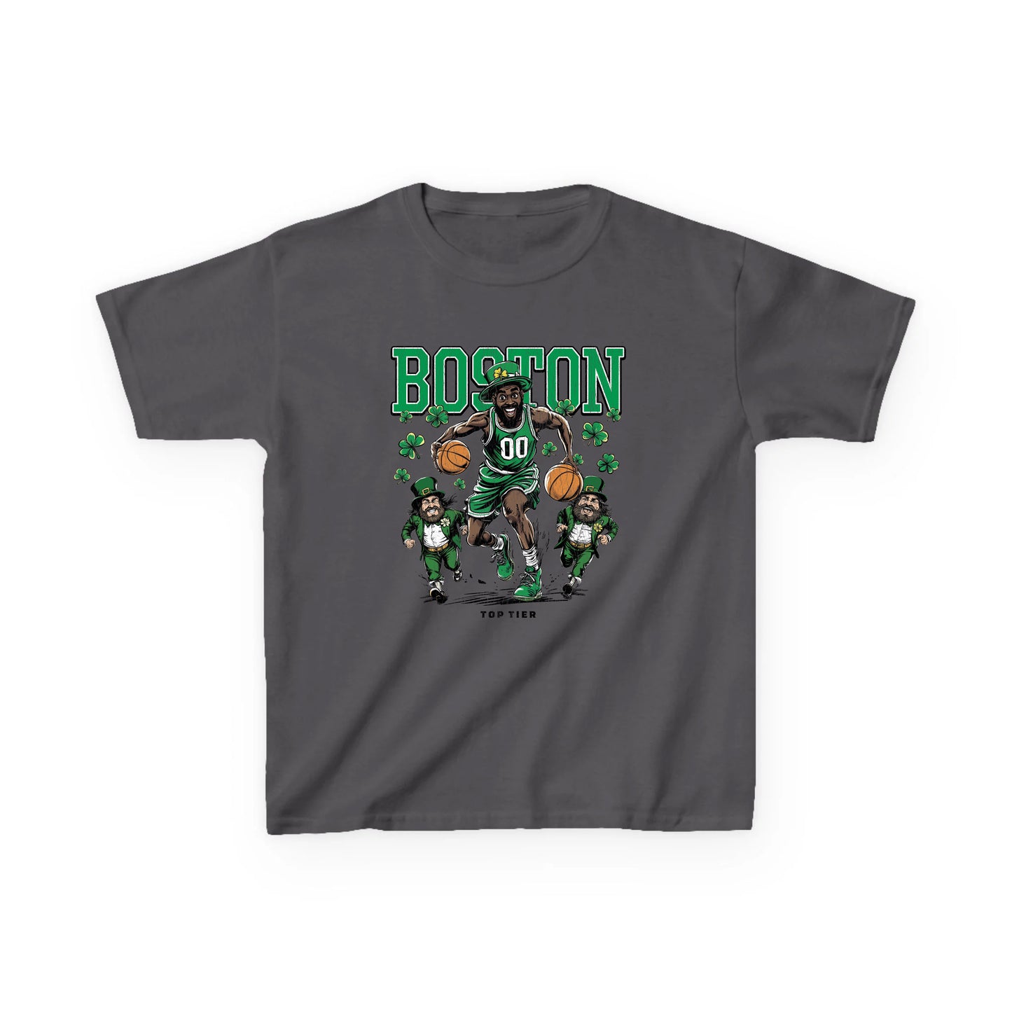 Boston Basketball Carcoal Kids Tshirt TOP TIER. Premium Sports Apparel, T-shirts, Merch, Threads and Street