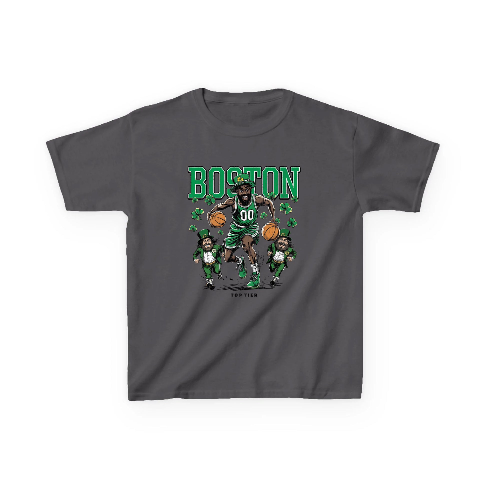 Boston Basketball Carcoal Kids Tshirt TOP TIER. Premium Sports Apparel, T-shirts, Merch, Threads and Street