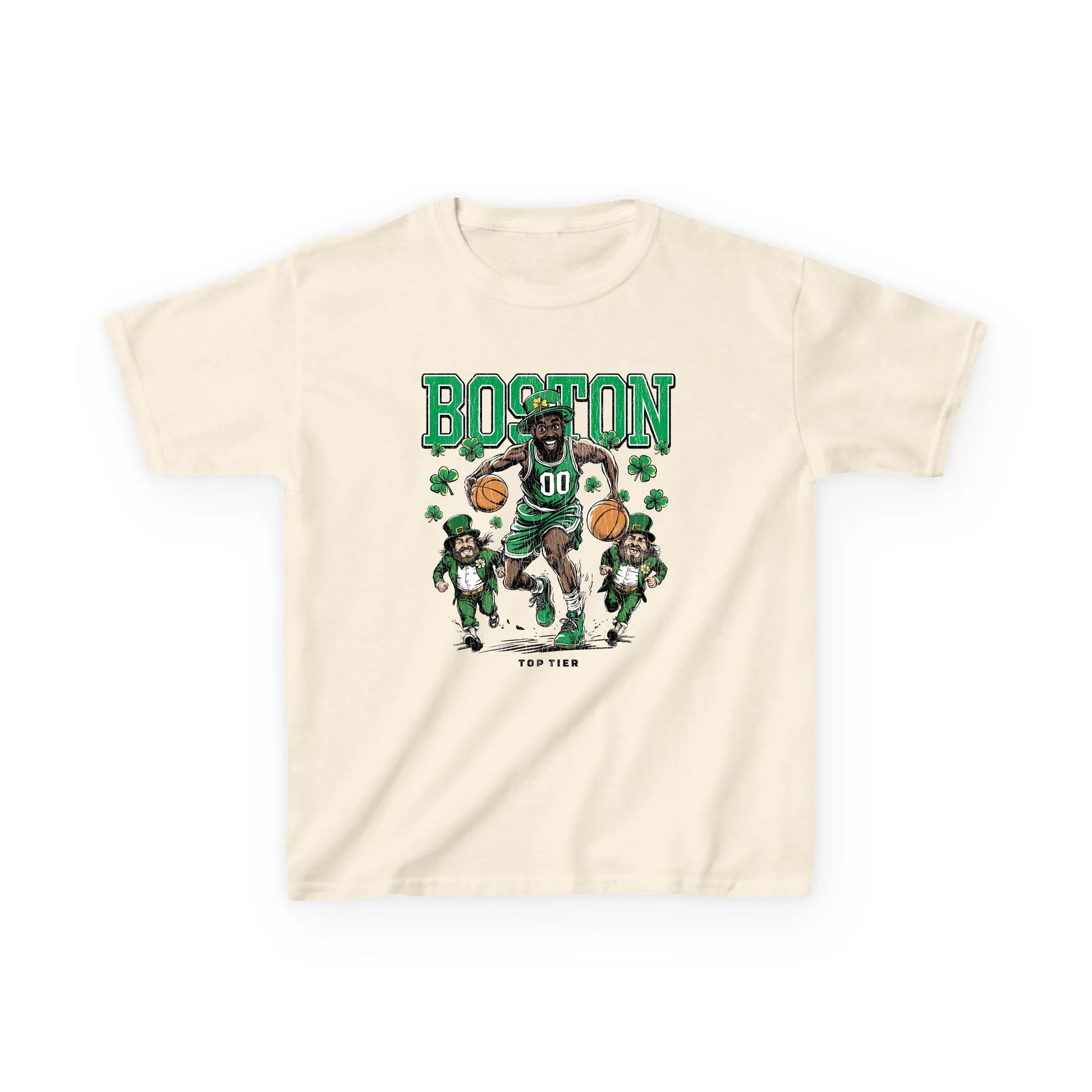 Boston Basketball Natural Kids Tshirt TOP TIER. Premium Sports Apparel, T-shirts, Merch, Threads and Street
