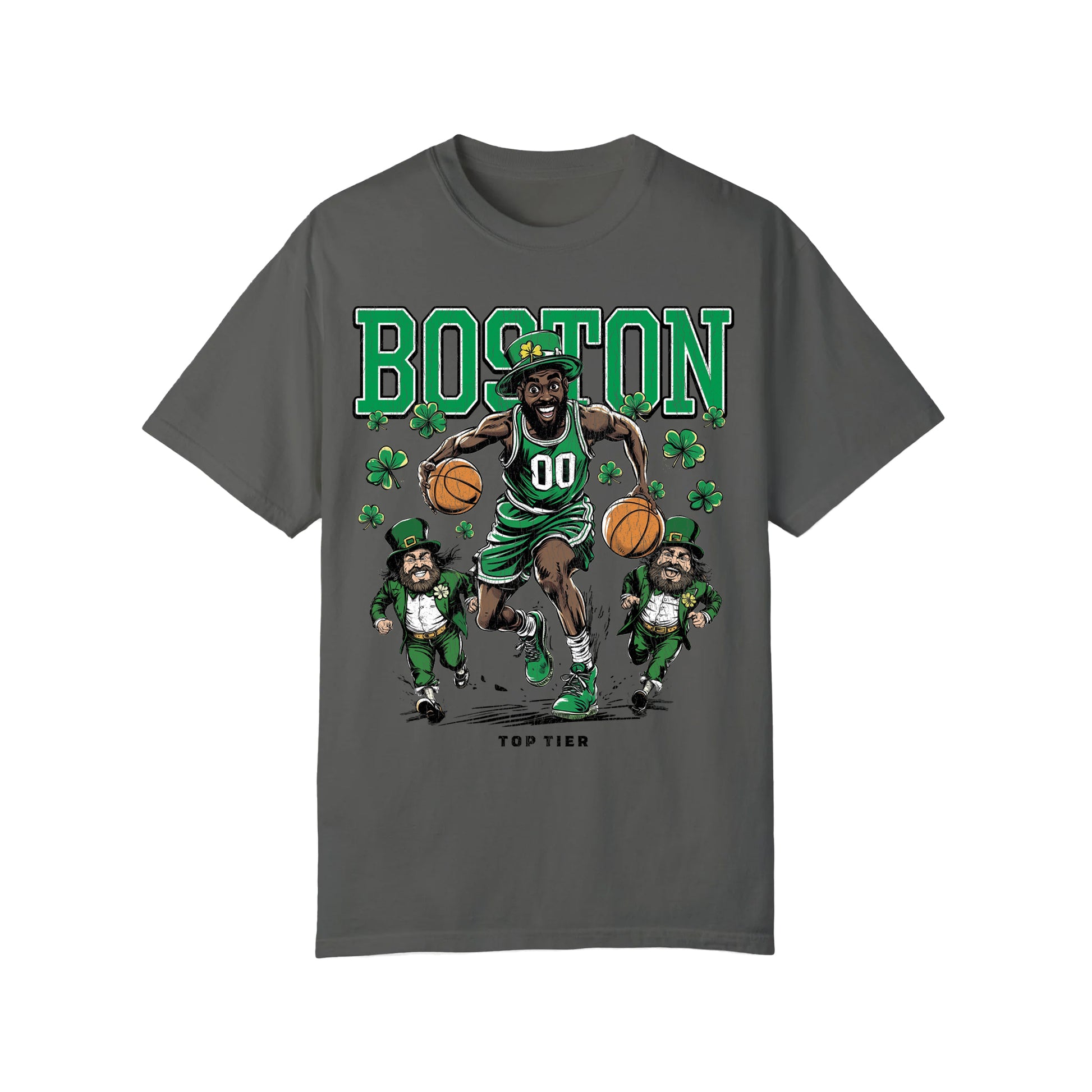 Boston Basketball Charcoal Tshirt TOP TIER. Premium Sports Apparel, T-shirts, Merch, Threads and Street