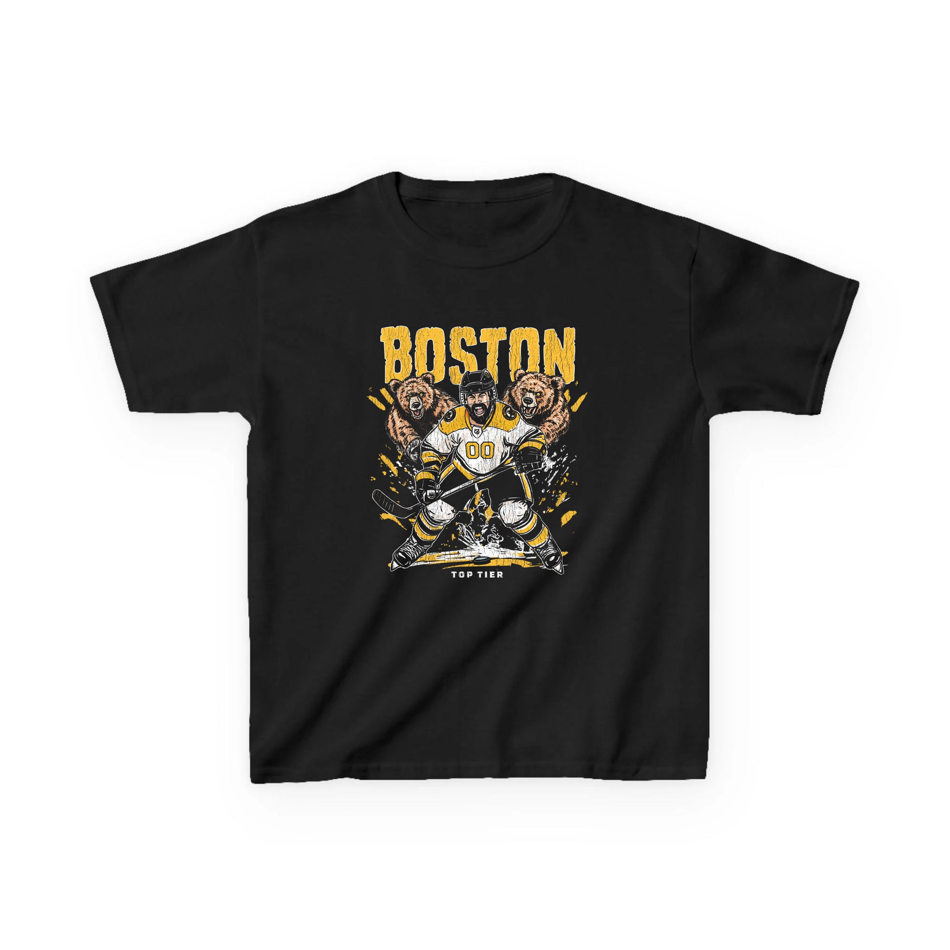 Boston Hockey Black Kids Tshirt TOP TIER. Premium Sports Apparel, T-shirts, Merch, Threads and Street