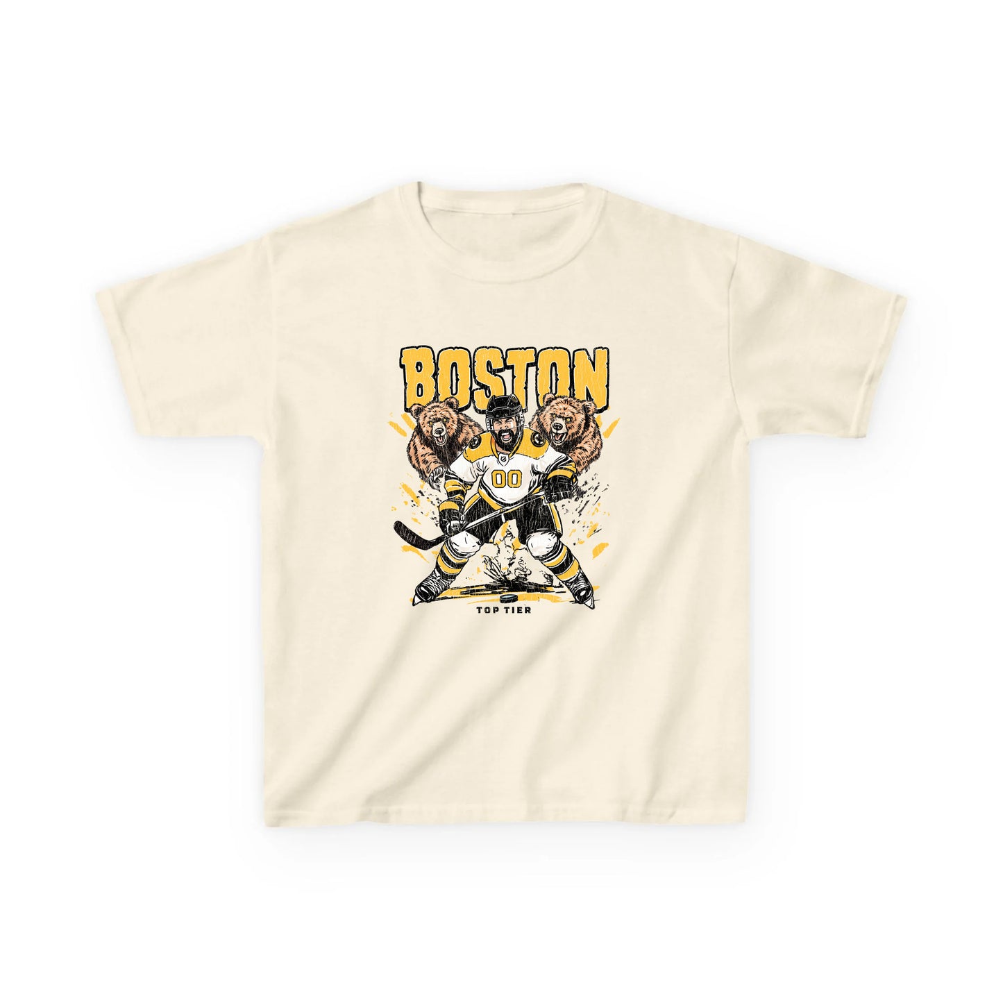Boston Hockey Natural Kids Tshirt TOP TIER. Premium Sports Apparel, T-shirts, Merch, Threads and Street