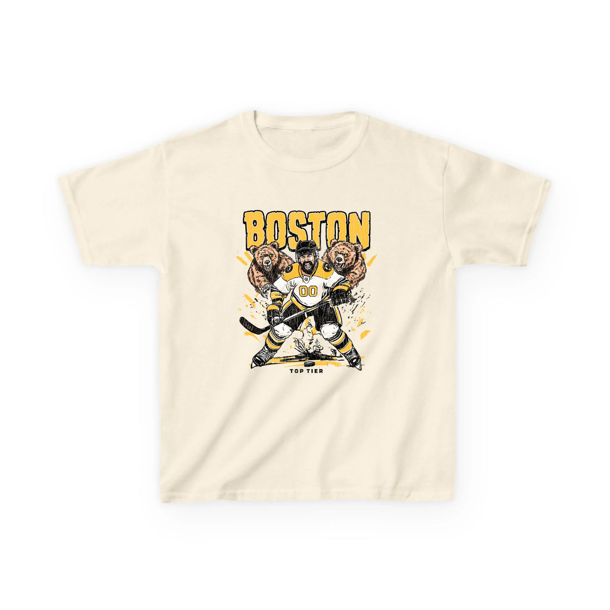 Boston Hockey Natural Kids Tshirt TOP TIER. Premium Sports Apparel, T-shirts, Merch, Threads and Street