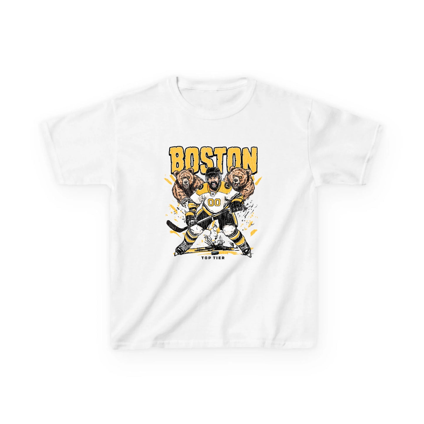 Boston Hockey White Kids Tshirt TOP TIER. Premium Sports Apparel, T-shirts, Merch, Threads and Street