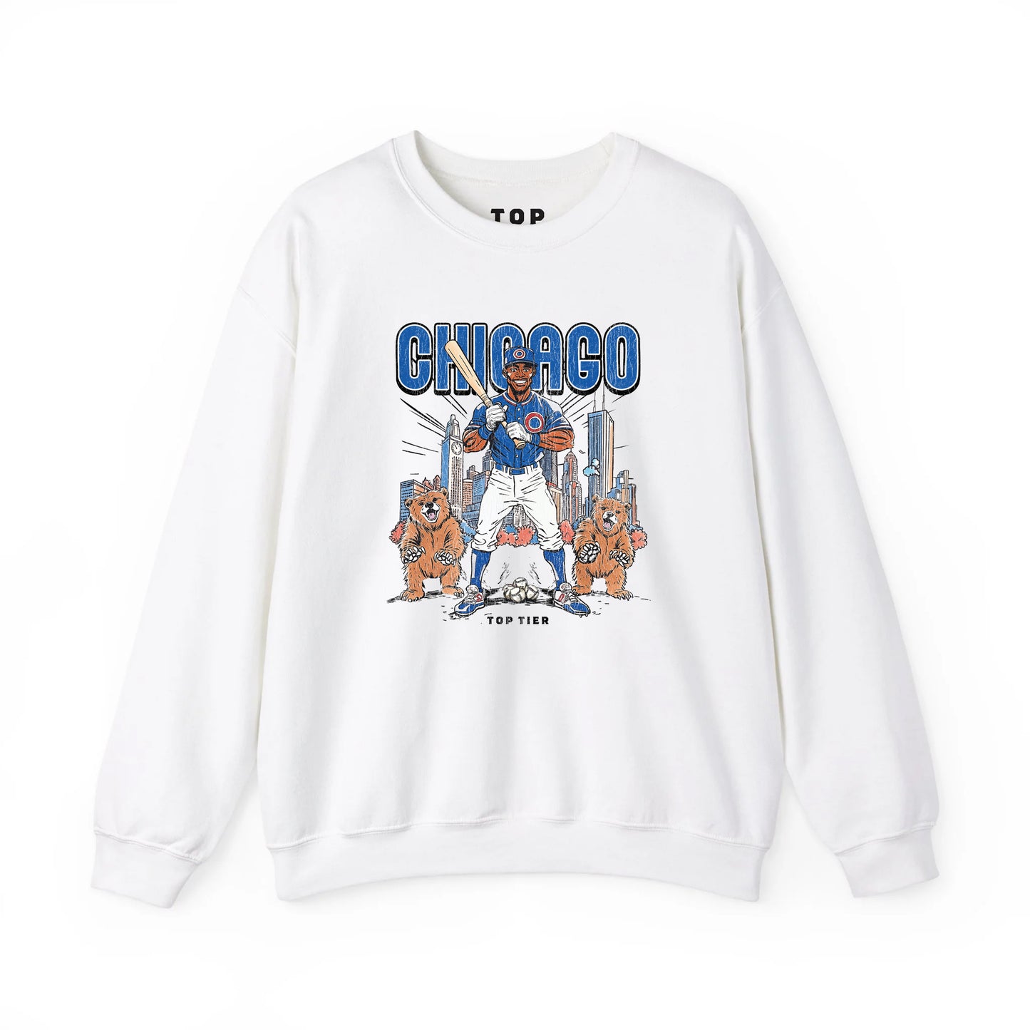 Chicago Baseball White Crewneck TOP TIER. Premium Sports Apparel, T-shirts, Merch, Threads and Crewneck