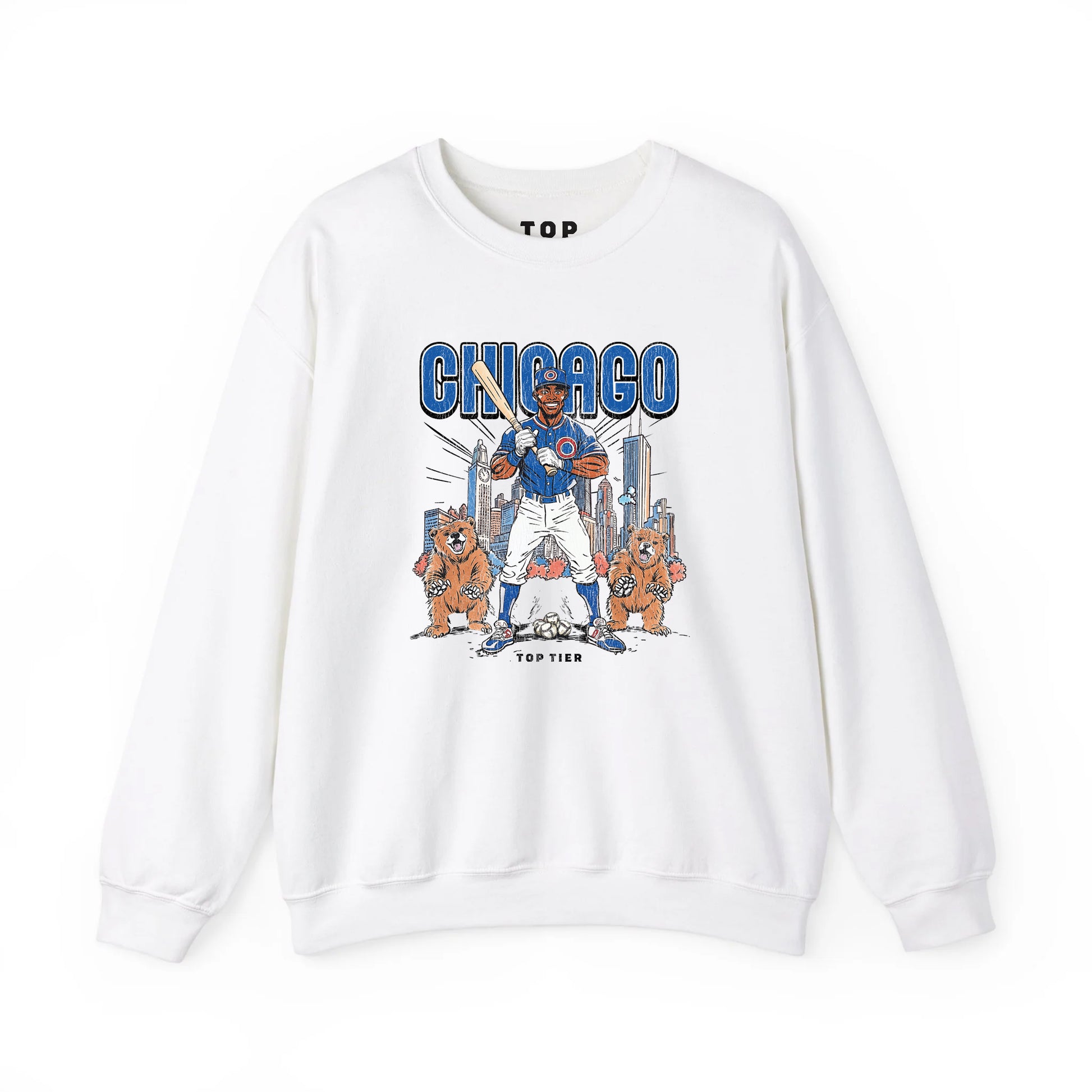 Chicago Baseball White Crewneck TOP TIER. Premium Sports Apparel, T-shirts, Merch, Threads and Crewneck