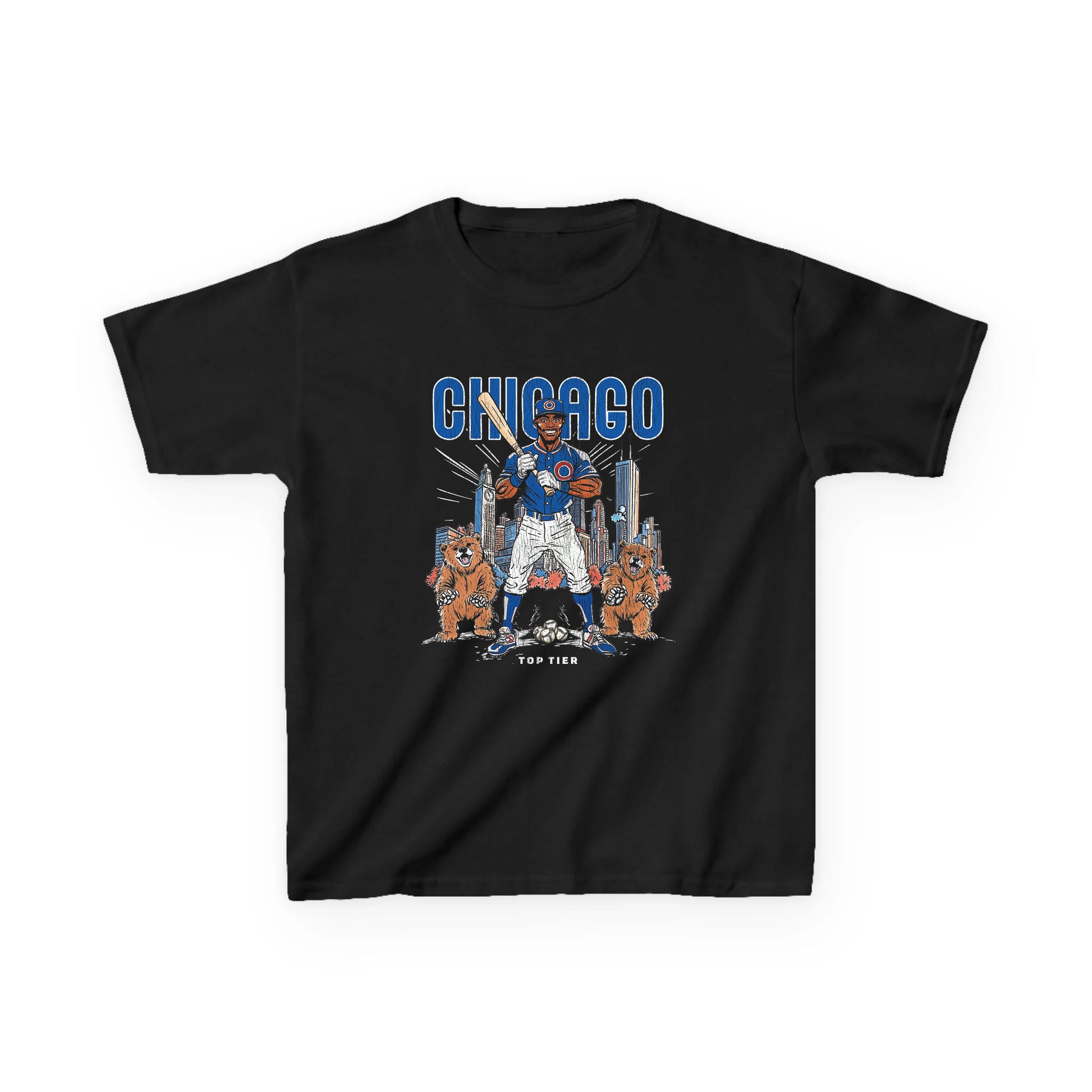 Chicago Baseball Black Kids Tshirt TOP TIER. Premium Sports Apparel, T-shirts, Merch, Threads and Street