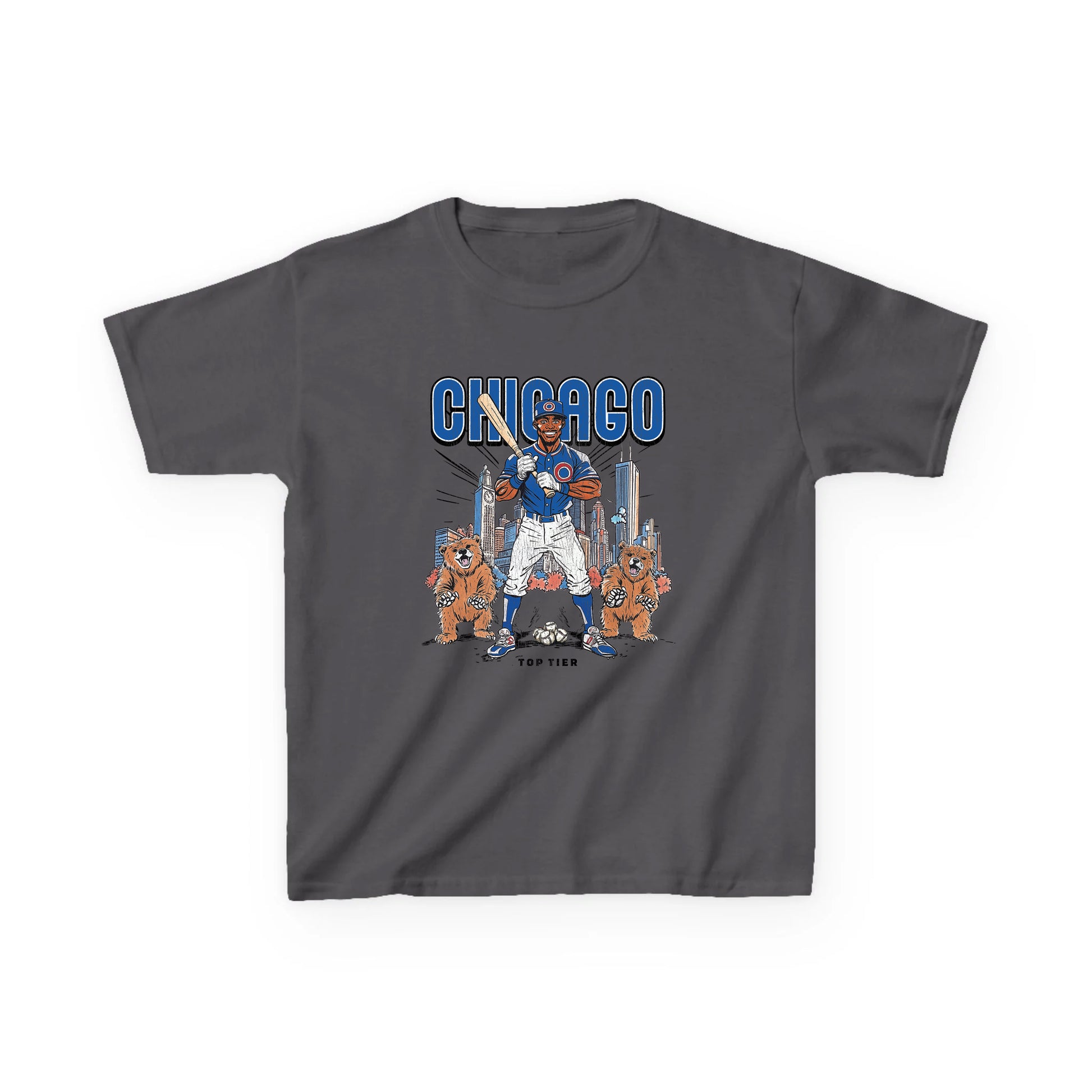 Chicago Baseball Carcoal Kids Tshirt TOP TIER. Premium Sports Apparel, T-shirts, Merch, Threads and Street