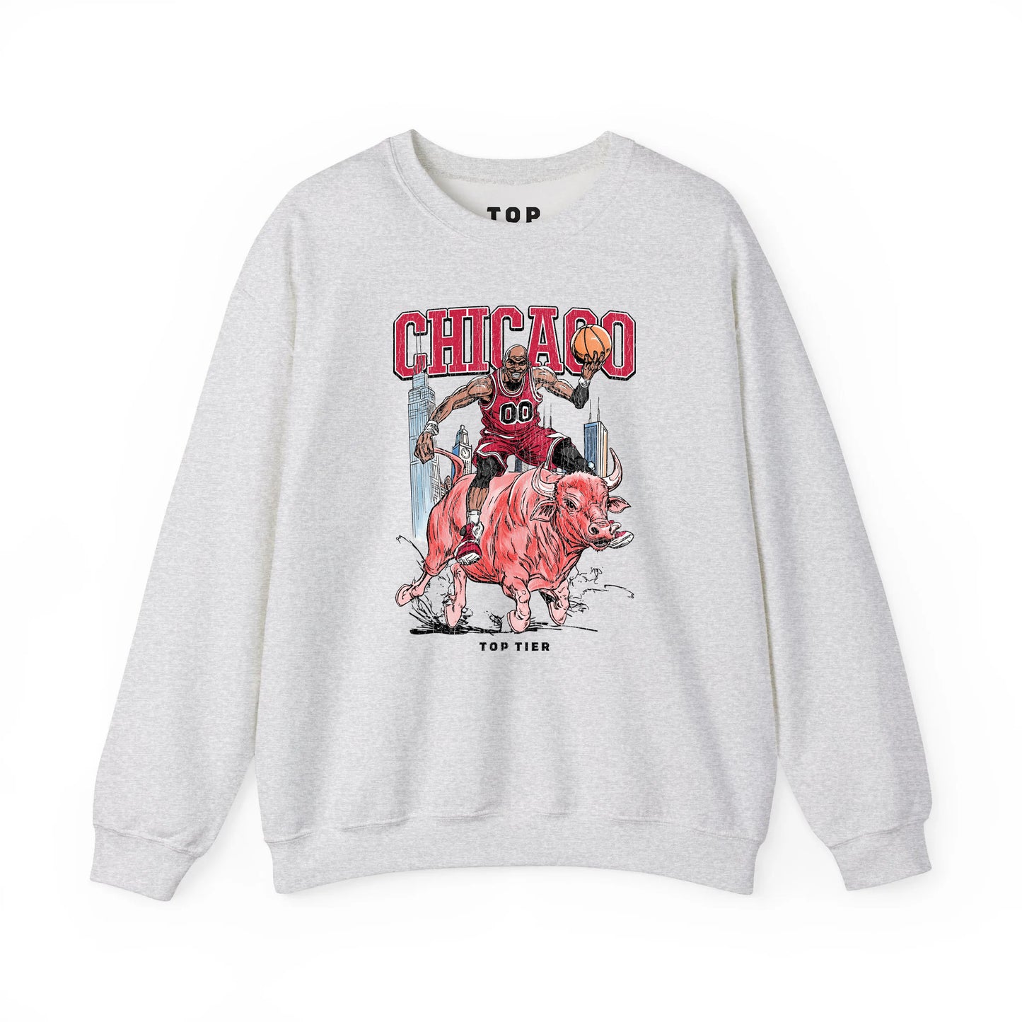 Chicago Basketball Ash Crewneck TOP TIER. Premium Sports Apparel, T-shirts, Merch, Threads and Crewneck