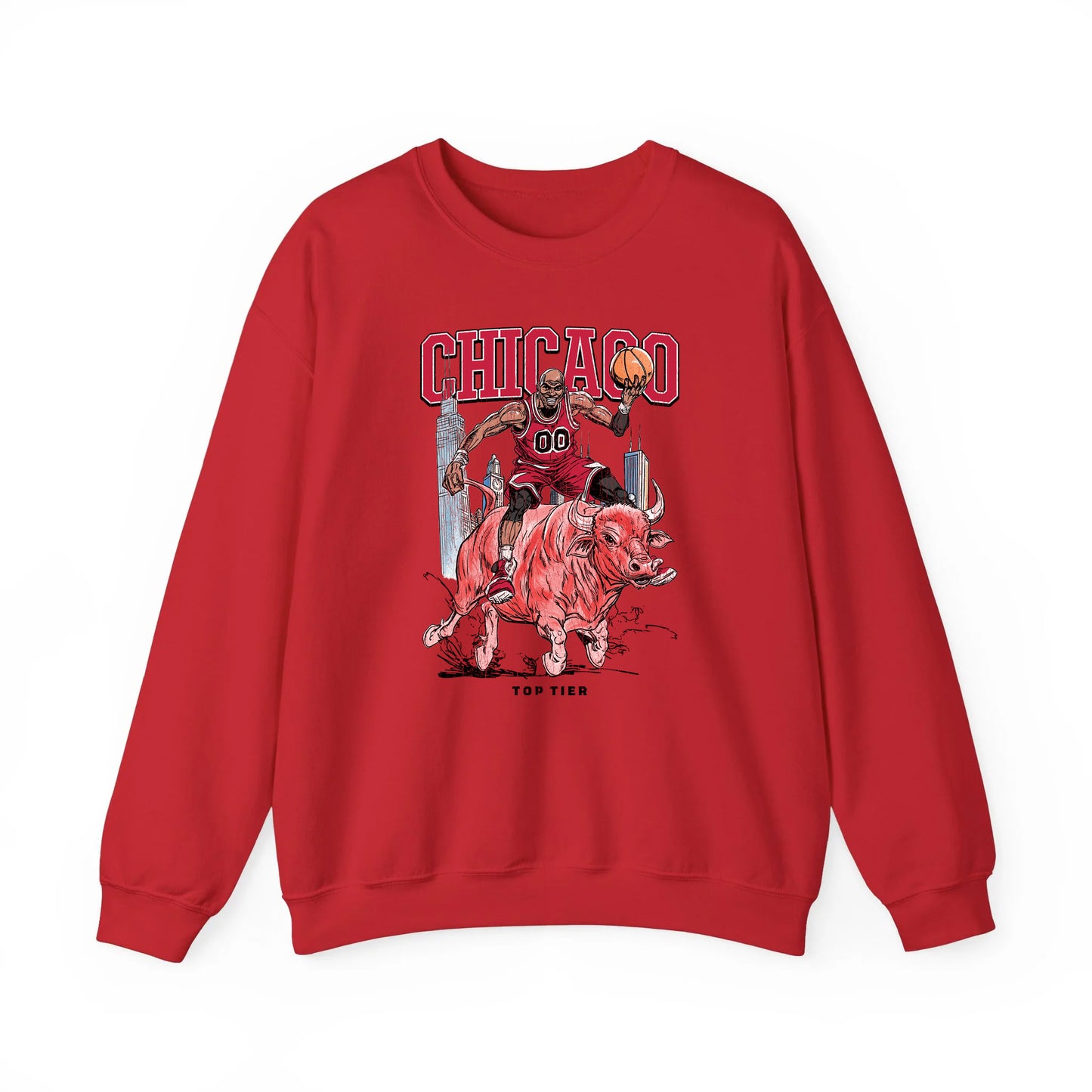 Chicago Basketball Red Crewneck TOP TIER. Premium Sports Apparel, T-shirts, Merch, Threads and Crewneck