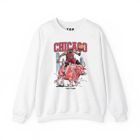 Chicago Basketball White Crewneck TOP TIER. Premium Sports Apparel, T-shirts, Merch, Threads and Crewneck