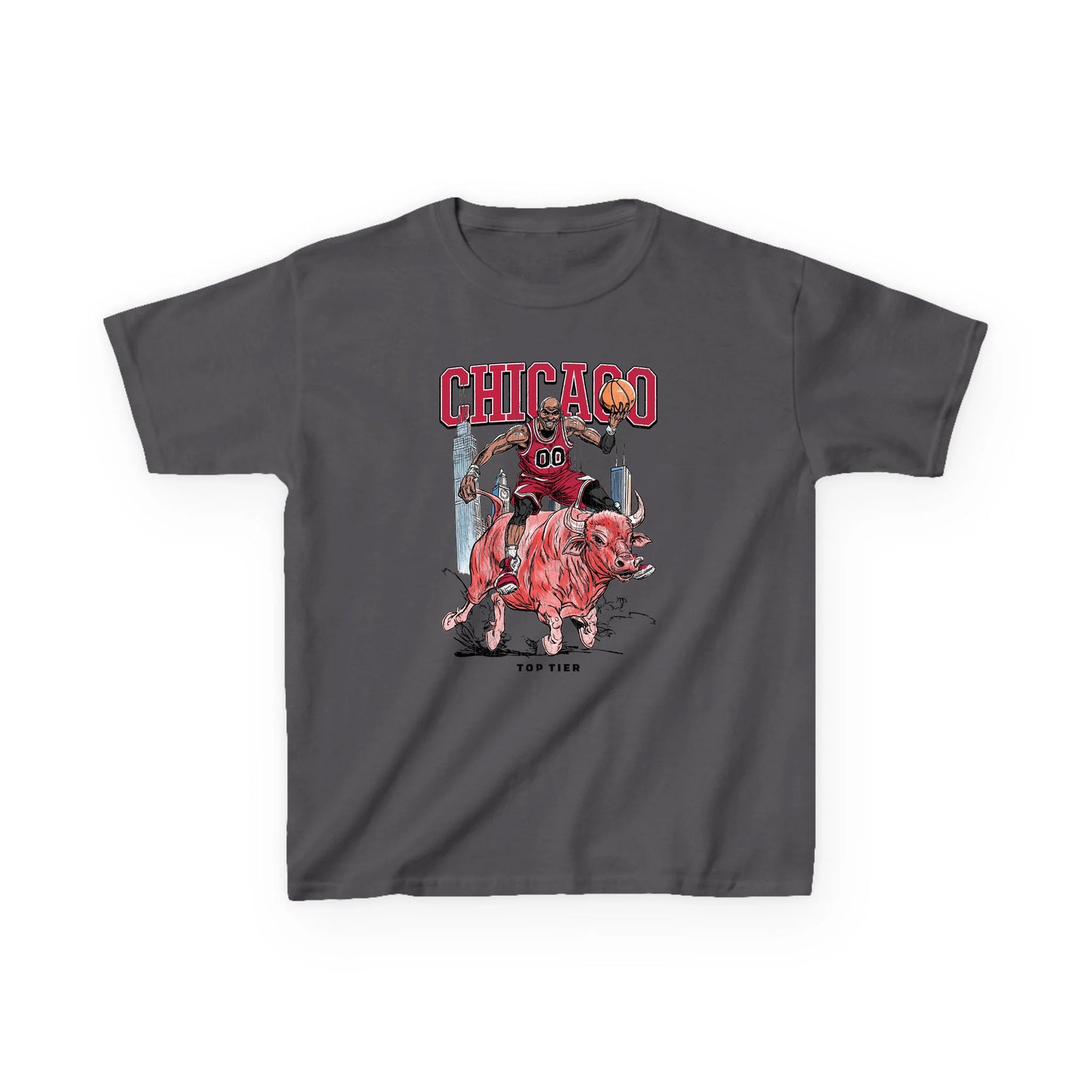 Chicago Basketball Charcoal Kids Tshirt TOP TIER. Premium Sports Apparel, T-shirts, Merch, Threads and Street
