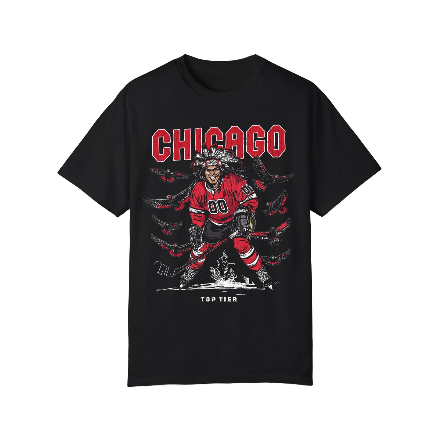 Chicago Hockey Black Tshirt TOP TIER. Premium Sports Apparel, T-shirts, Merch, Threads and Crewneck