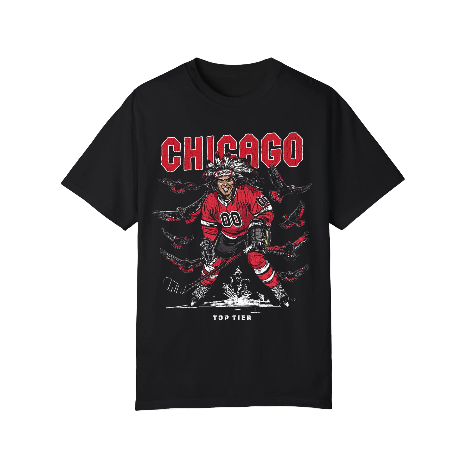 Chicago Hockey Black Tshirt TOP TIER. Premium Sports Apparel, T-shirts, Merch, Threads and Crewneck