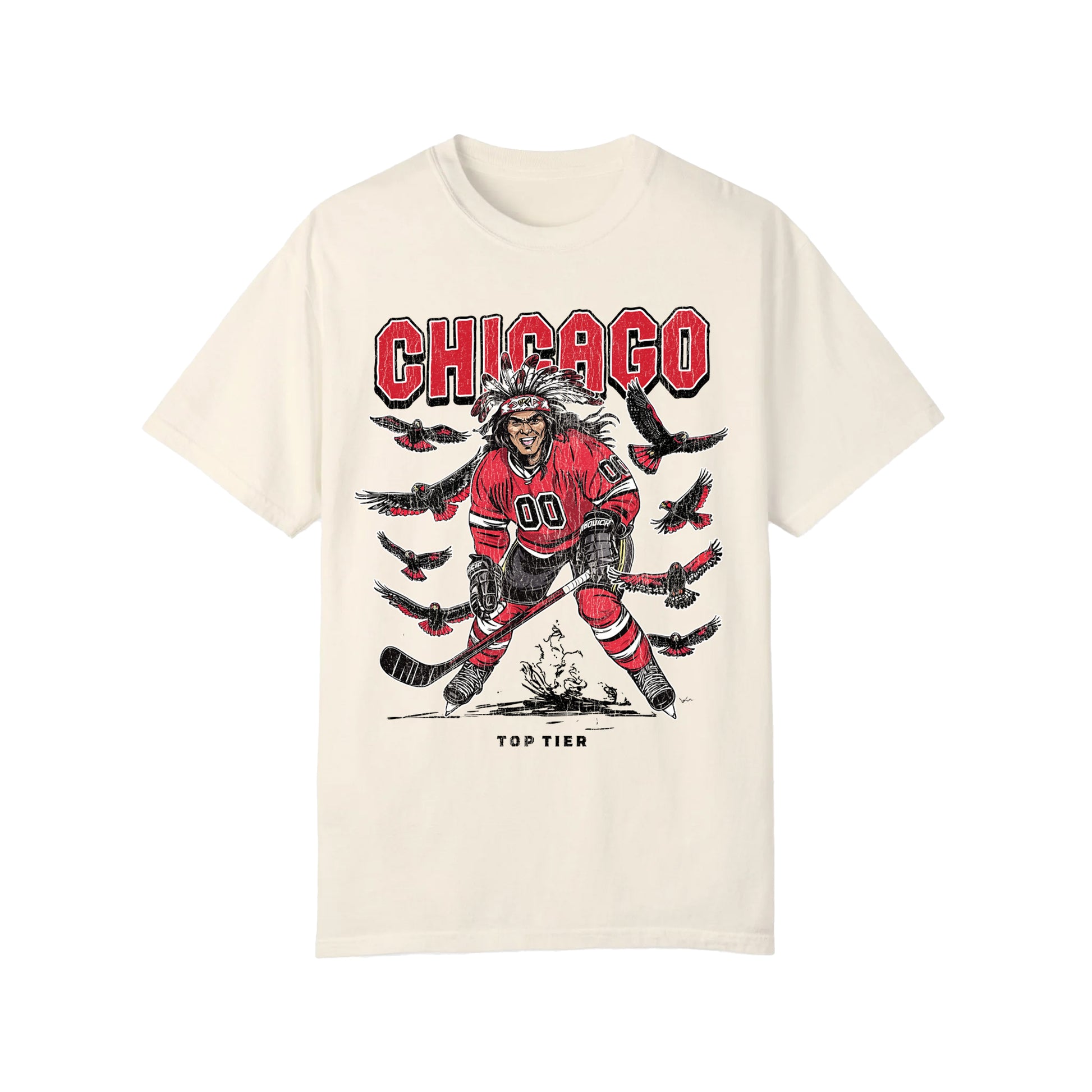 Chicago Hockey Ivory Tshirt TOP TIER. Premium Sports Apparel, T-shirts, Merch, Threads and Crewneck