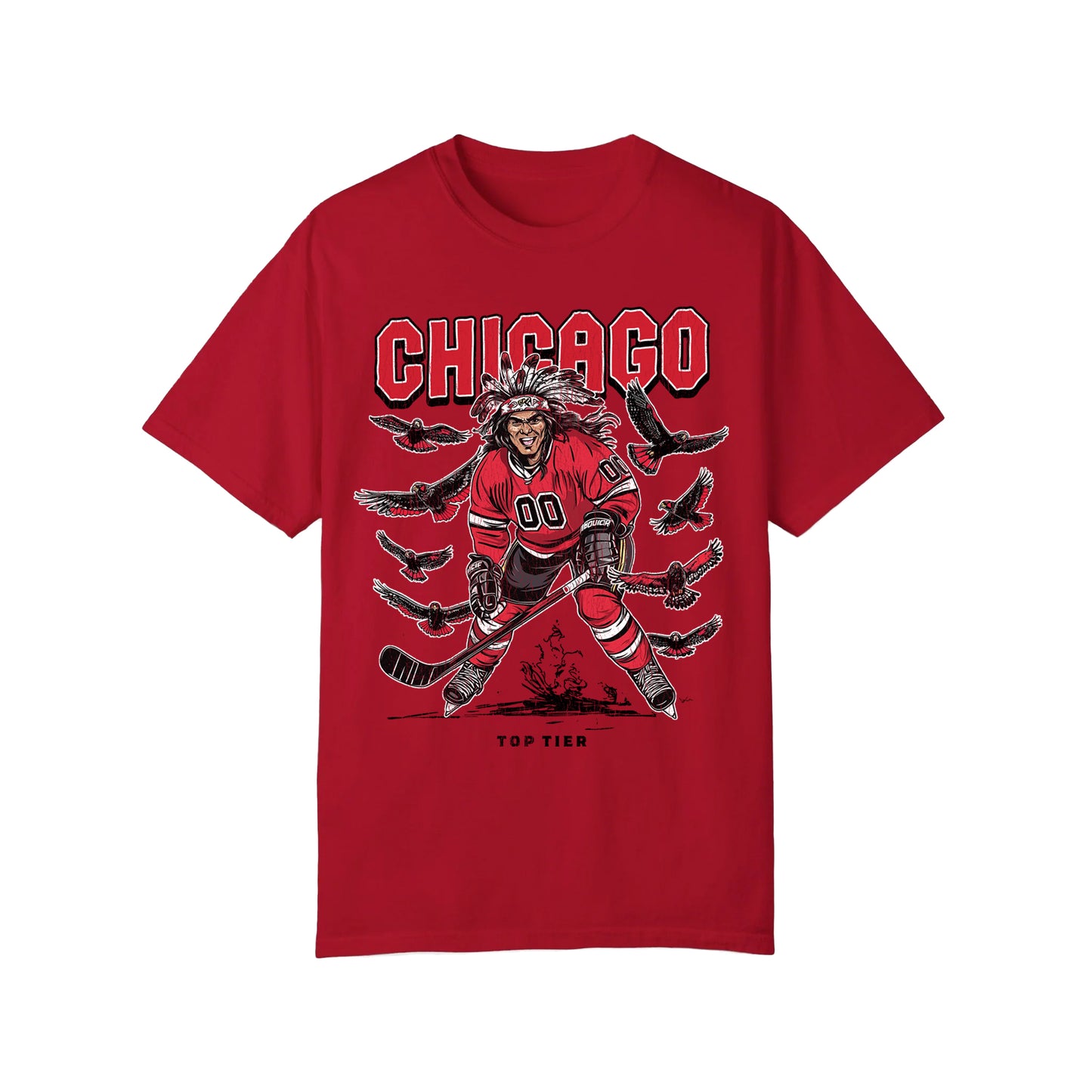 Chicago Hockey Red Tshirt TOP TIER. Premium Sports Apparel, T-shirts, Merch, Threads and Crewneck