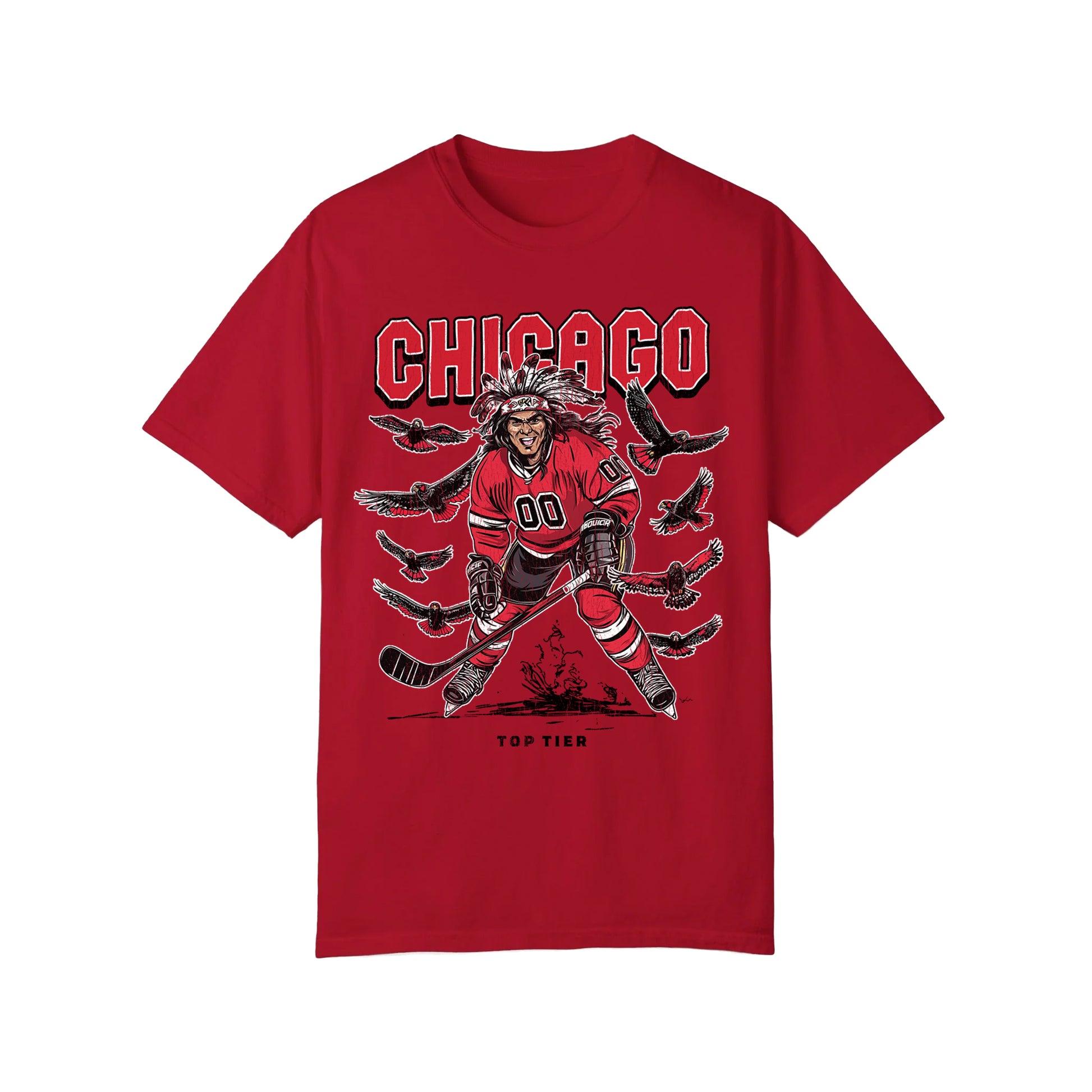Chicago Hockey Red Tshirt TOP TIER. Premium Sports Apparel, T-shirts, Merch, Threads and Crewneck