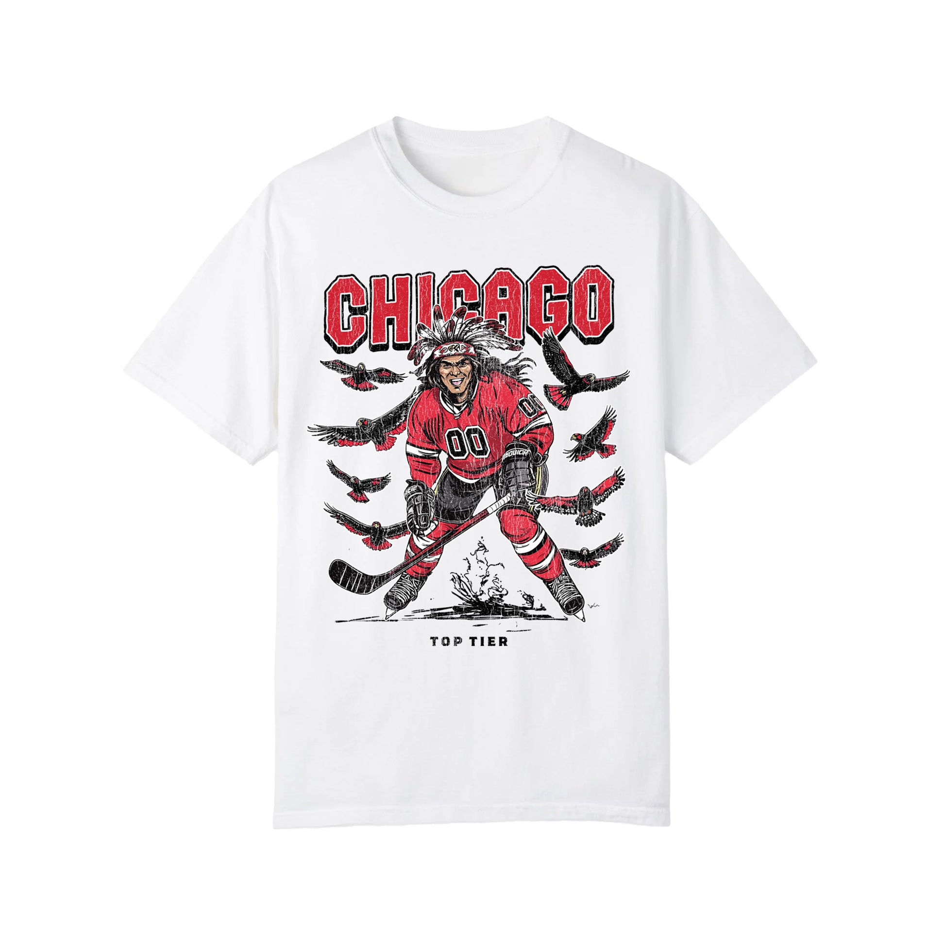 Chicago Hockey White Tshirt TOP TIER. Premium Sports Apparel, T-shirts, Merch, Threads and Crewneck