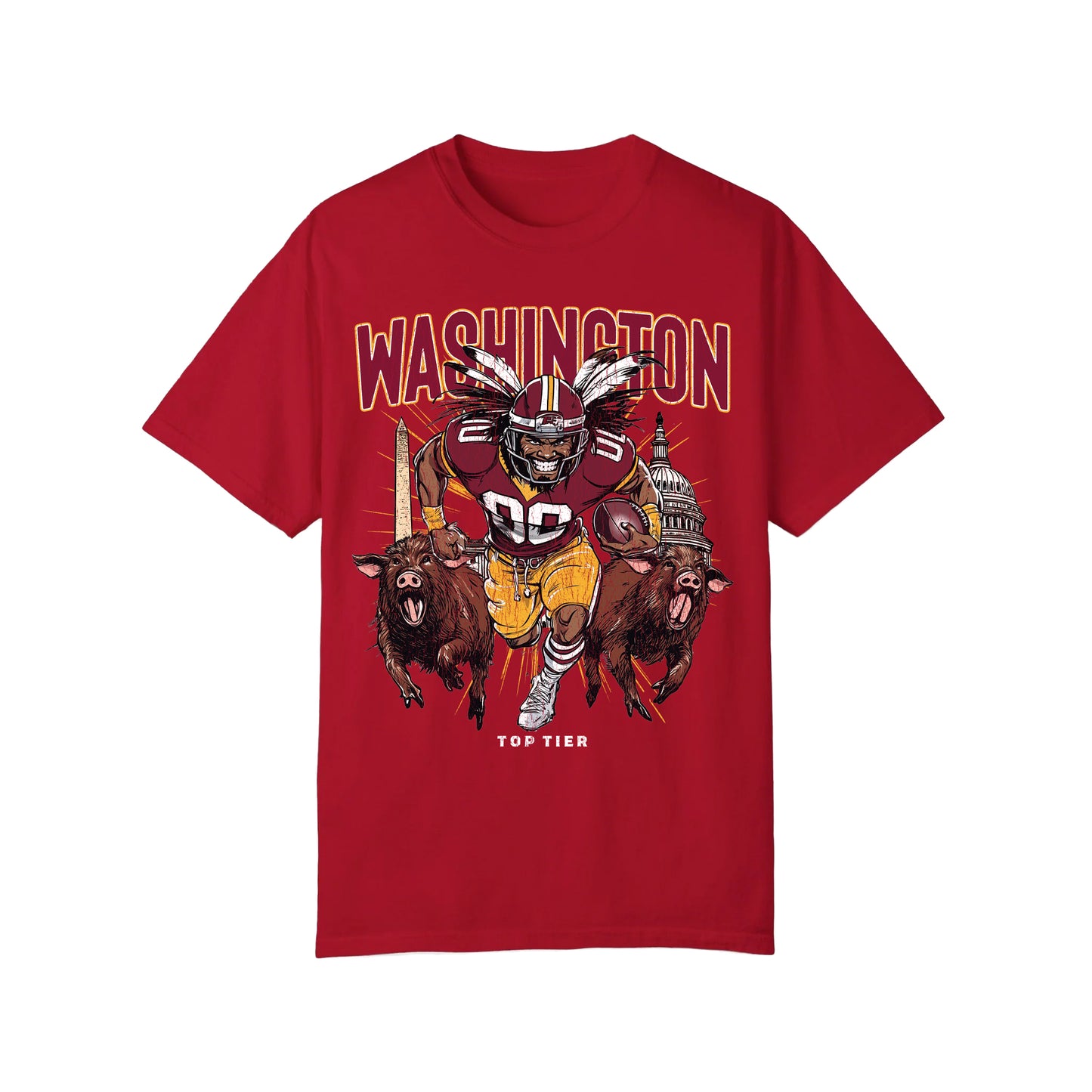 Washington DC Football Red Tshirt TOP TIER. Premium Sports Apparel, T-shirts, Merch, Threads and Street