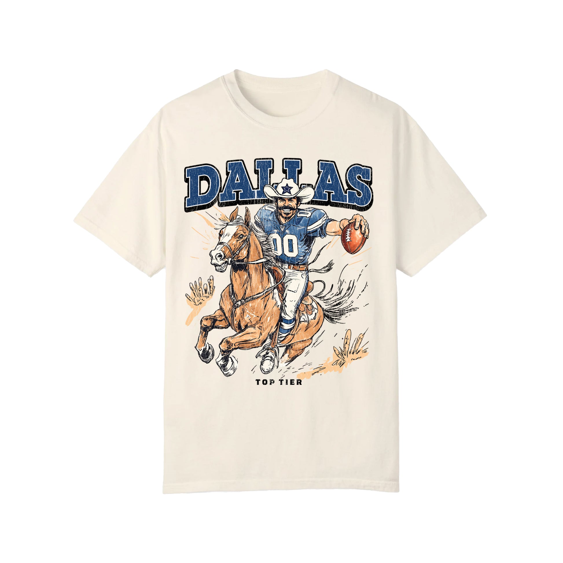 Dallas Football Ivory Tshirt TOP TIER. Premium Sports Apparel, T-shirts, Merch, Threads and Crewneck