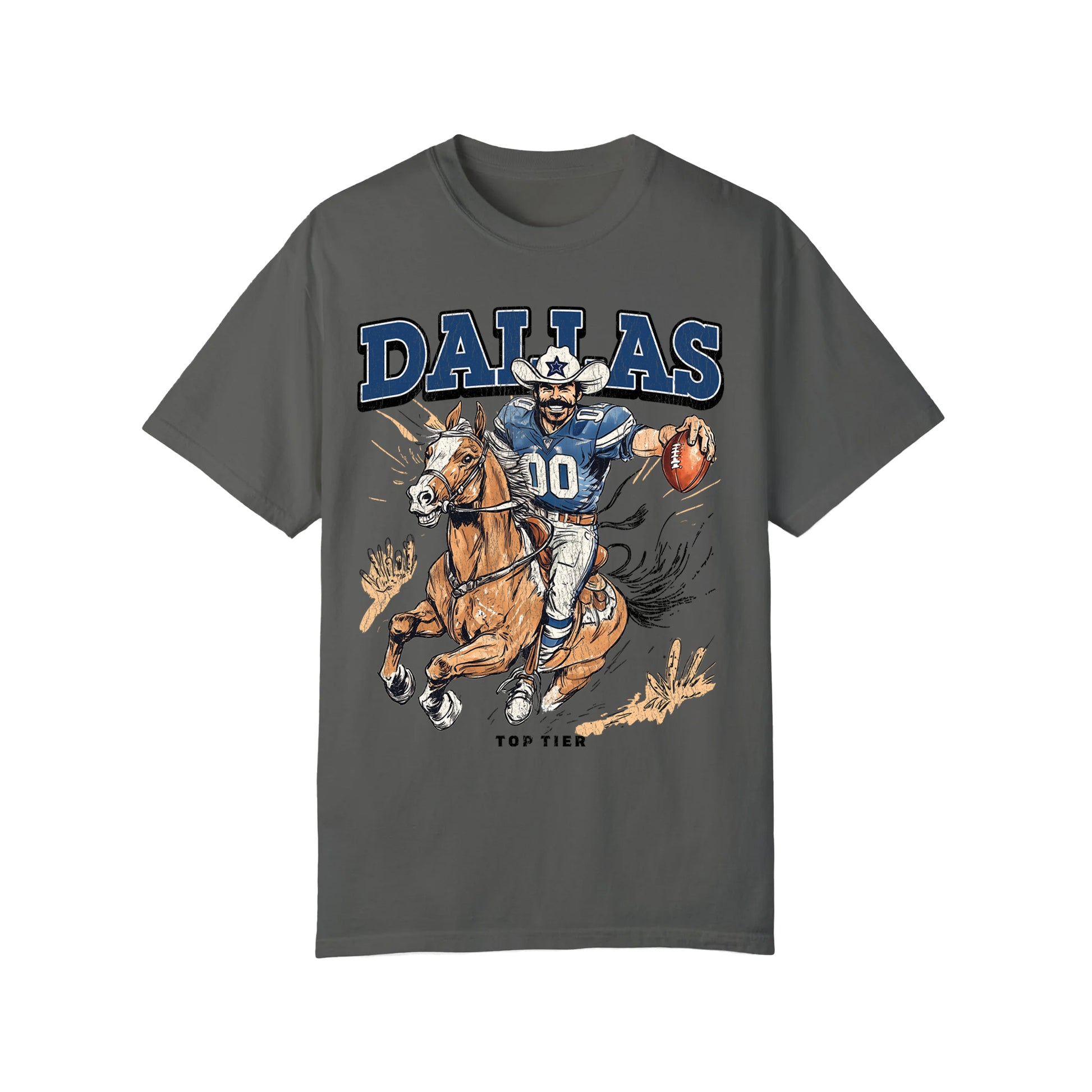 Dallas Football Carcoal Tshirt TOP TIER. Premium Sports Apparel, T-shirts, Merch, Threads and Crewneck