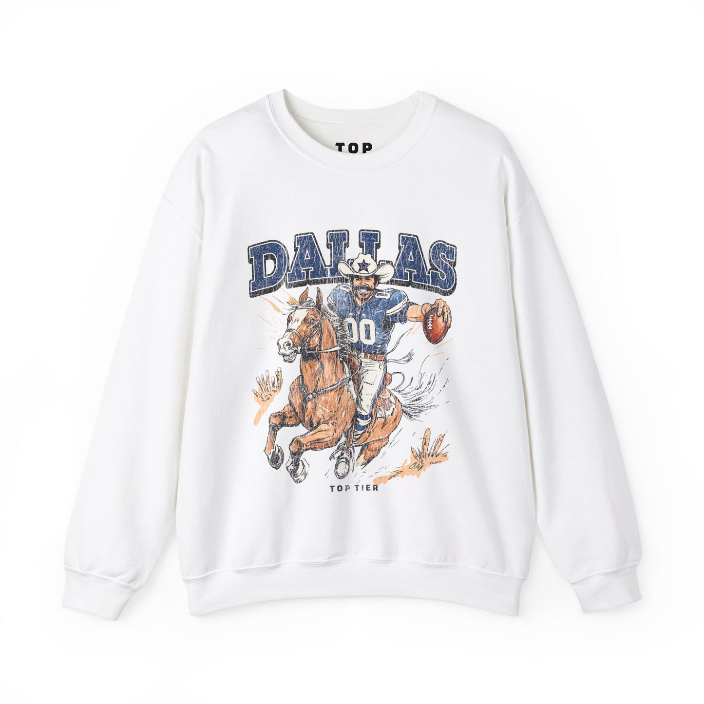 Dallas Football White Crewneck TOP TIER. Premium Sports Apparel, T-shirts, Merch, Threads and Crewneck