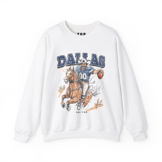 Dallas Football White Crewneck TOP TIER. Premium Sports Apparel, T-shirts, Merch, Threads and Crewneck