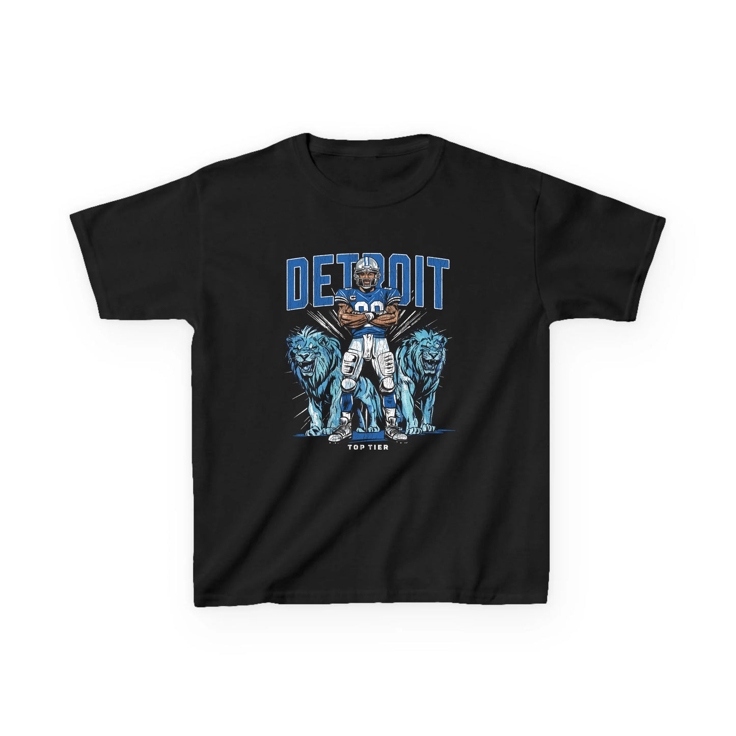 Detroit Football Black Kids Tshirt TOP TIER. Premium Sports Apparel, T-shirts, Merch, Threads and Street