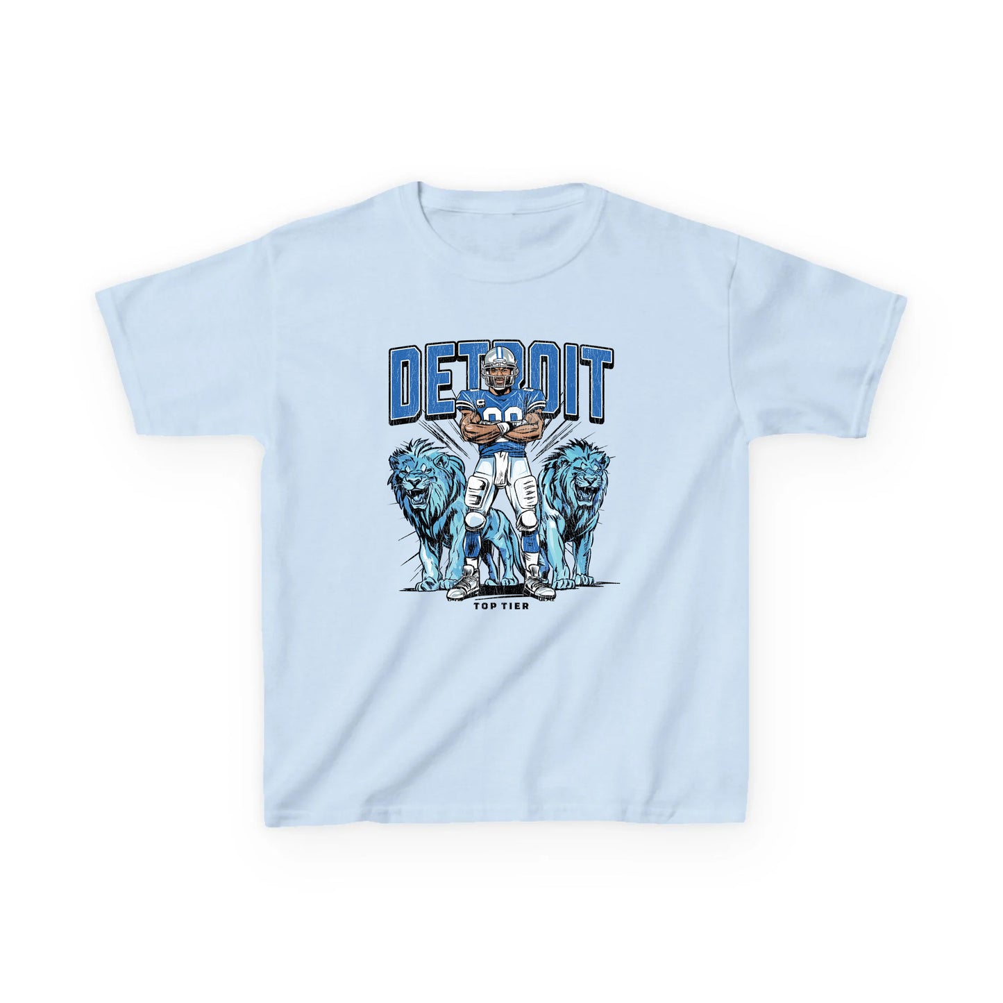 Detroit Football Blue Kids Tshirt TOP TIER. Premium Sports Apparel, T-shirts, Merch, Threads and Street