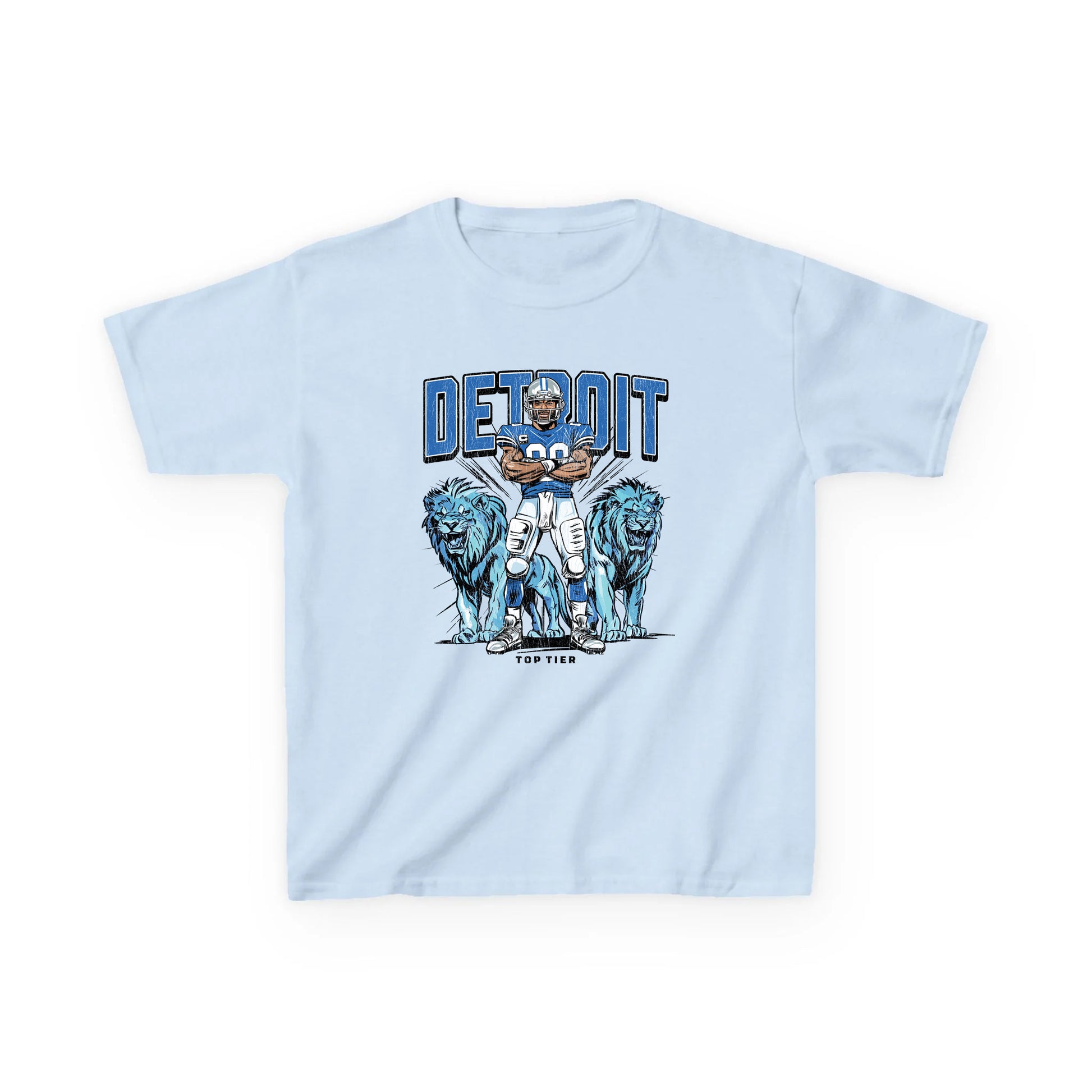 Detroit Football Blue Kids Tshirt TOP TIER. Premium Sports Apparel, T-shirts, Merch, Threads and Street