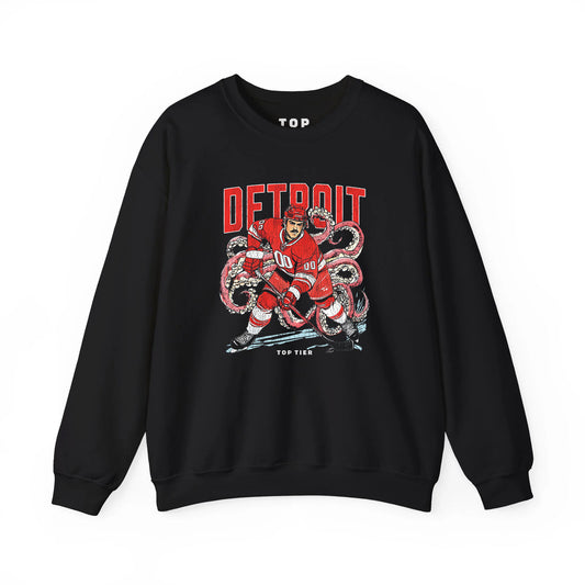 Detroit Hockey Black Crewneck TOP TIER. Premium Sports Apparel, T-shirts, Merch, Threads and Crewneck