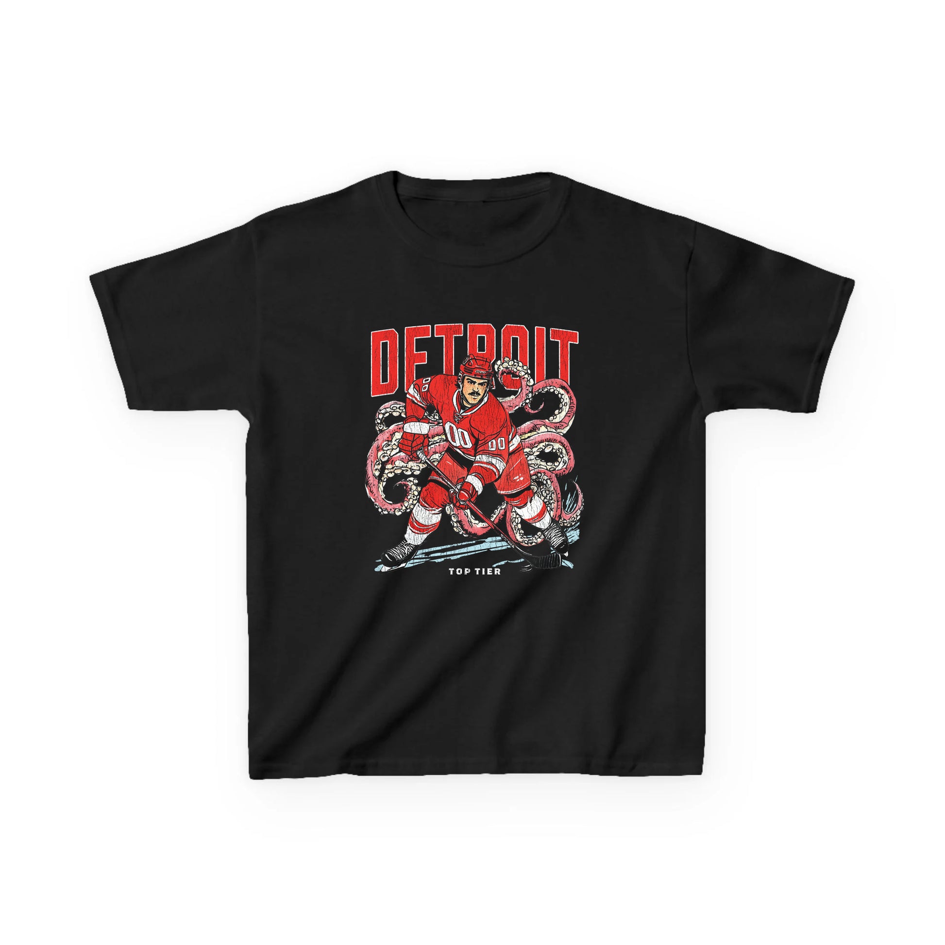 Detroit Hockey Black Kids Tshirt TOP TIER. Premium Sports Apparel, T-shirts, Merch, Threads and Street