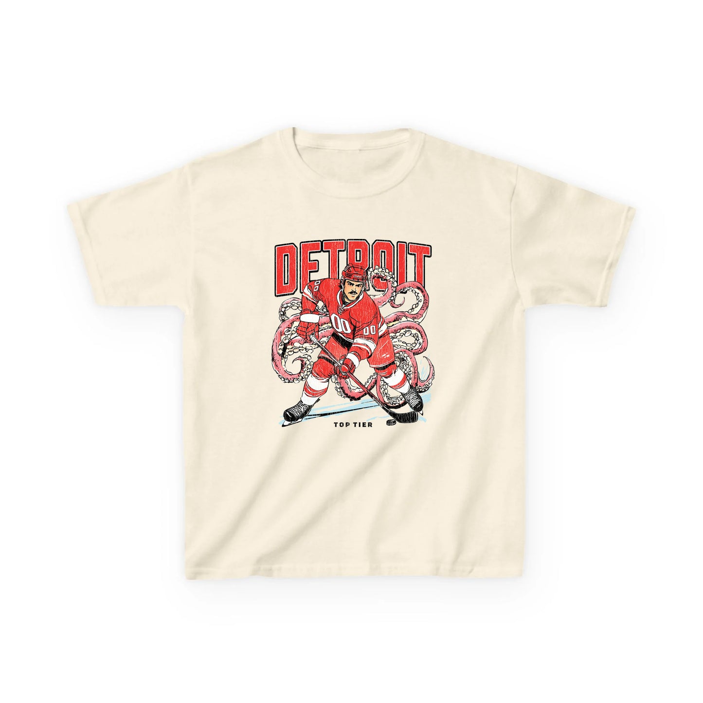 Detroit Hockey Natural Kids Tshirt TOP TIER. Premium Sports Apparel, T-shirts, Merch, Threads and Street
