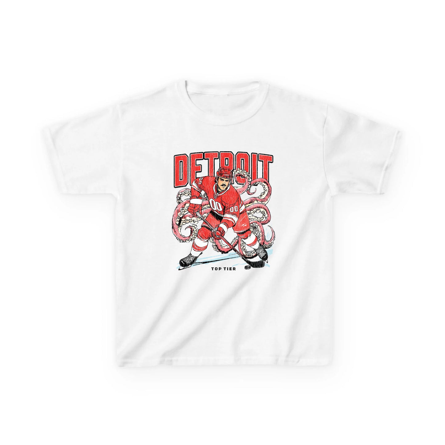 Detroit Hockey White Kids Tshirt TOP TIER. Premium Sports Apparel, T-shirts, Merch, Threads and Street
