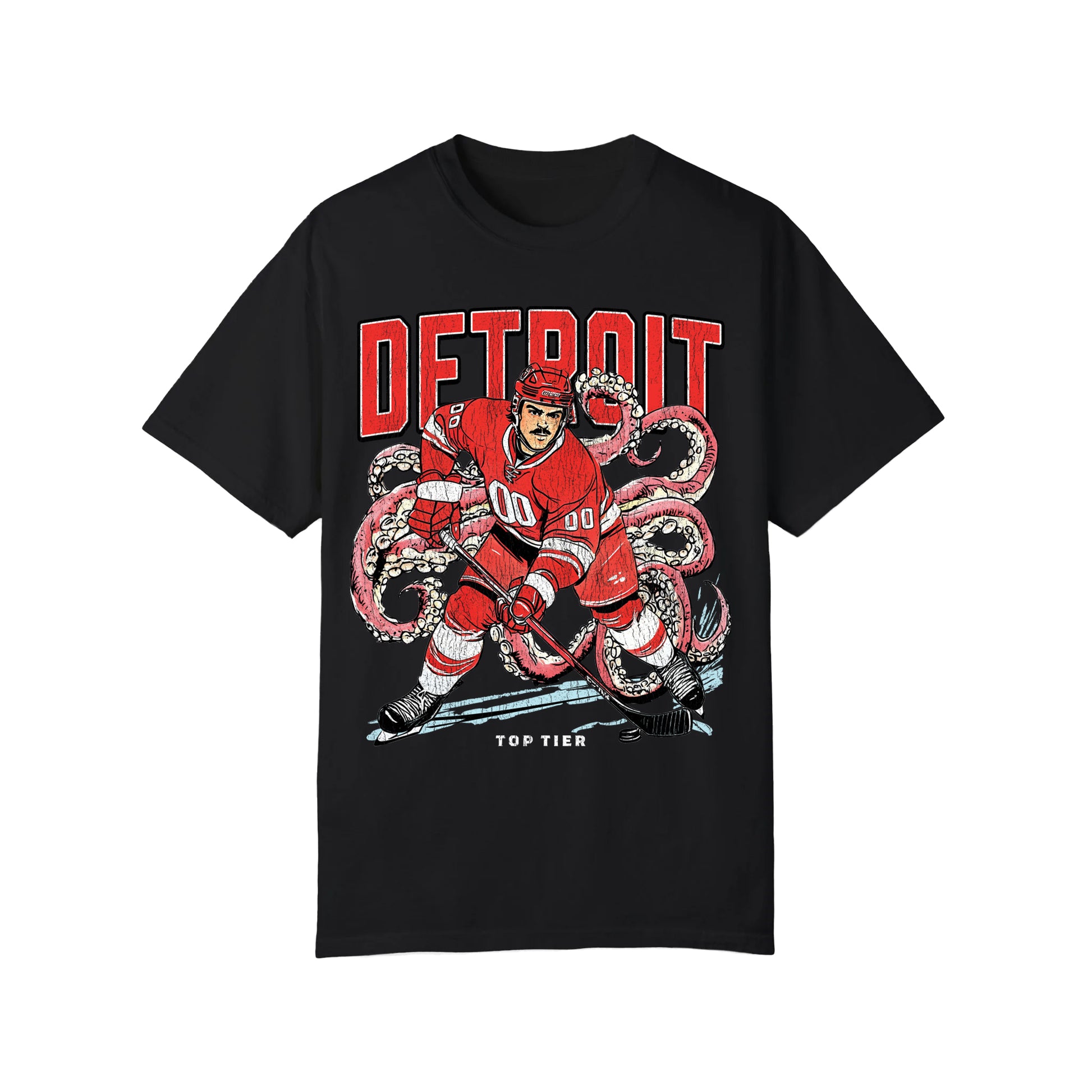 Detroit Hockey Black Tshirt TOP TIER. Premium Sports Apparel, T-shirts, Merch, Threads and Crewneck