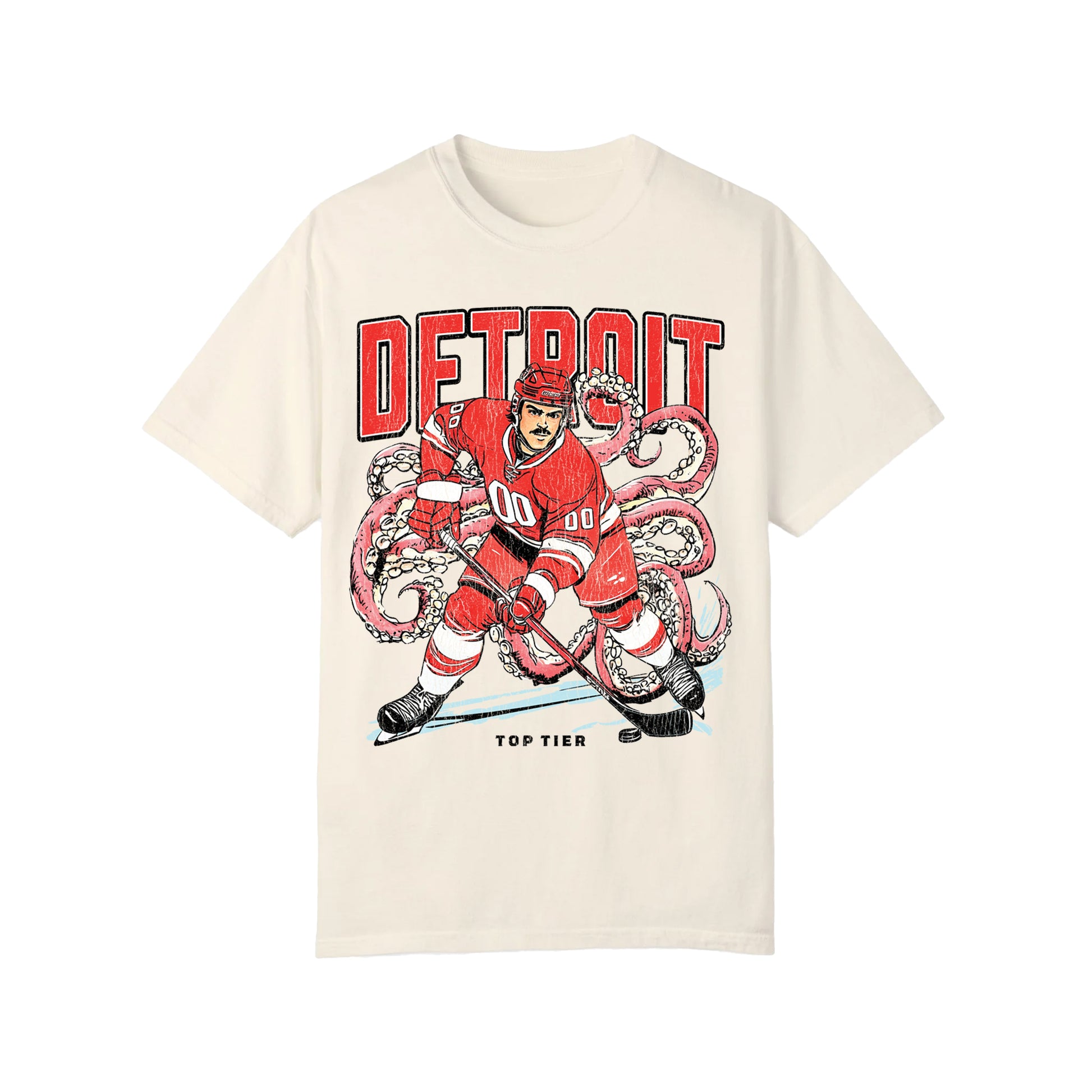 Detroit Hockey Ivory Tshirt TOP TIER. Premium Sports Apparel, T-shirts, Merch, Threads and Crewneck