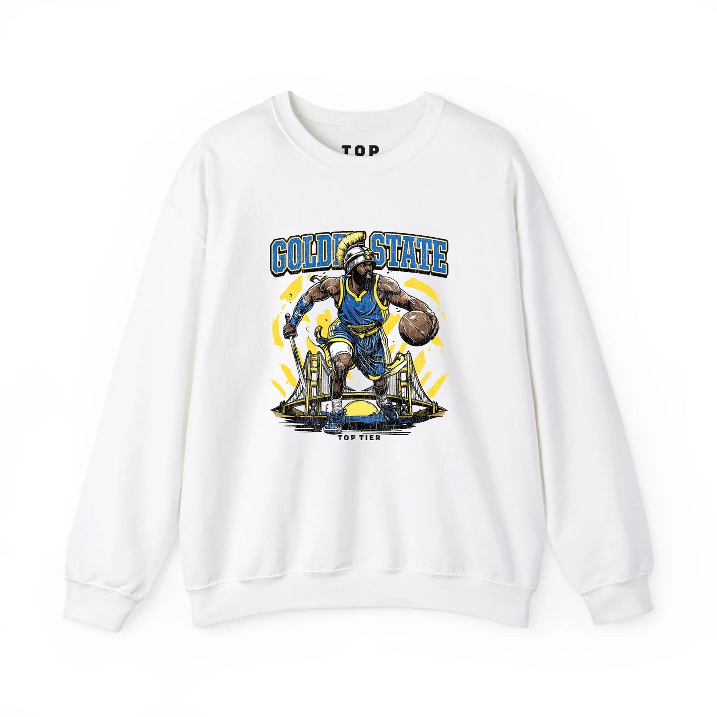 Golden State Basketball White Crewneck TOP TIER. Premium Sports Apparel, T-shirts, Merch, Threads and Street