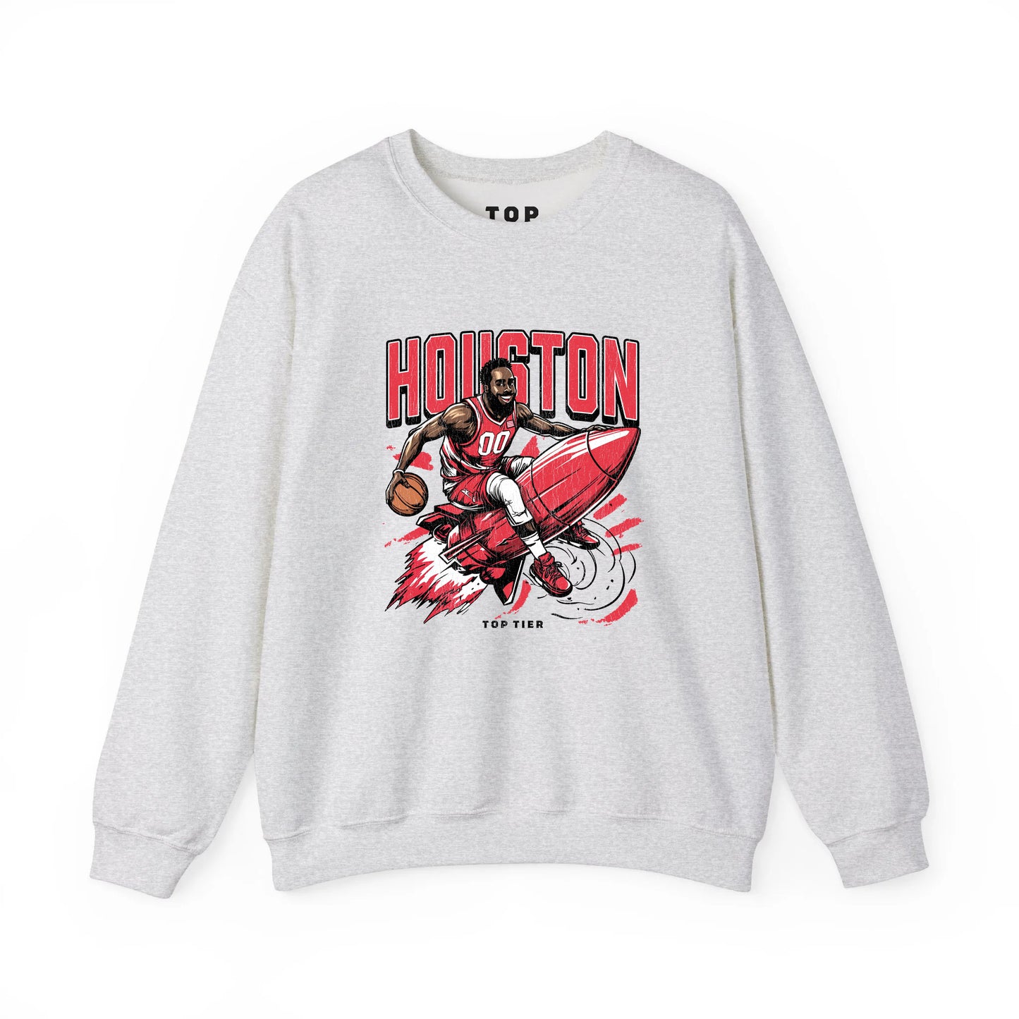 Houston Basketball Ash Crewneck TOP TIER. Premium Sports Apparel, T-shirts, Merch, Threads and Street