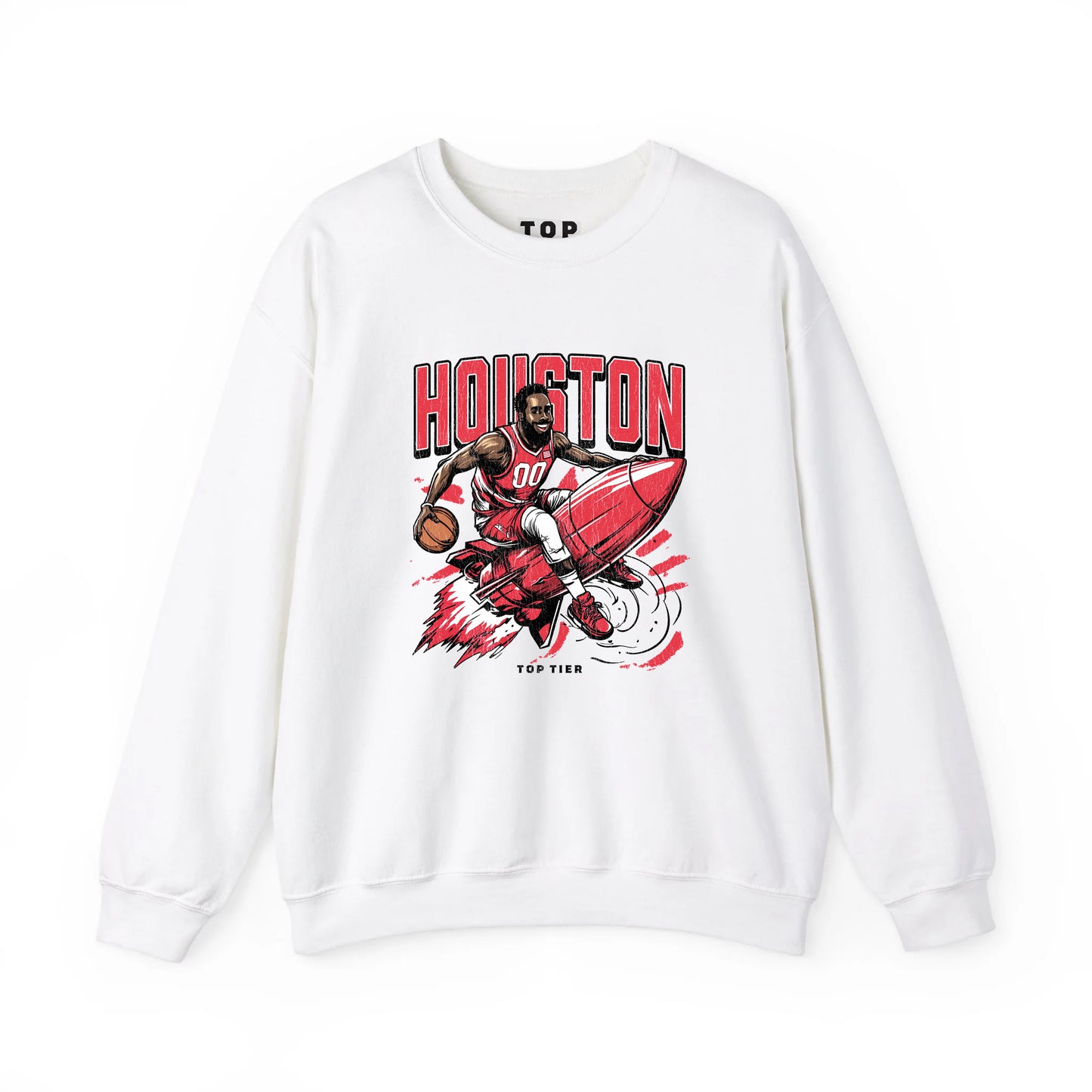 Houston Basketball White Crewneck TOP TIER. Premium Sports Apparel, T-shirts, Merch, Threads and Street